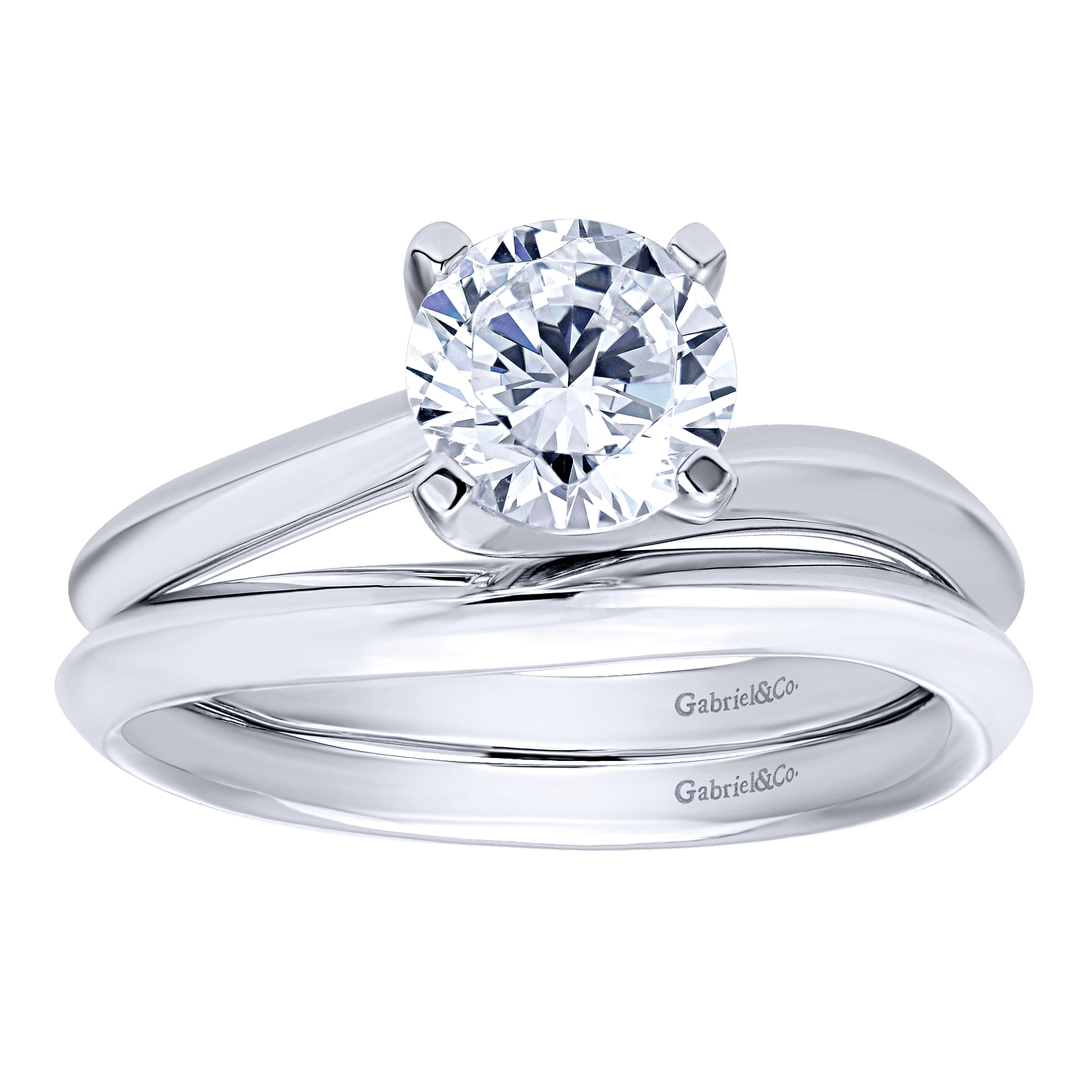 14k White Gold Bypass Engagement Ring angle 4 14k White Gold Bypass Engagement Ring angle 4