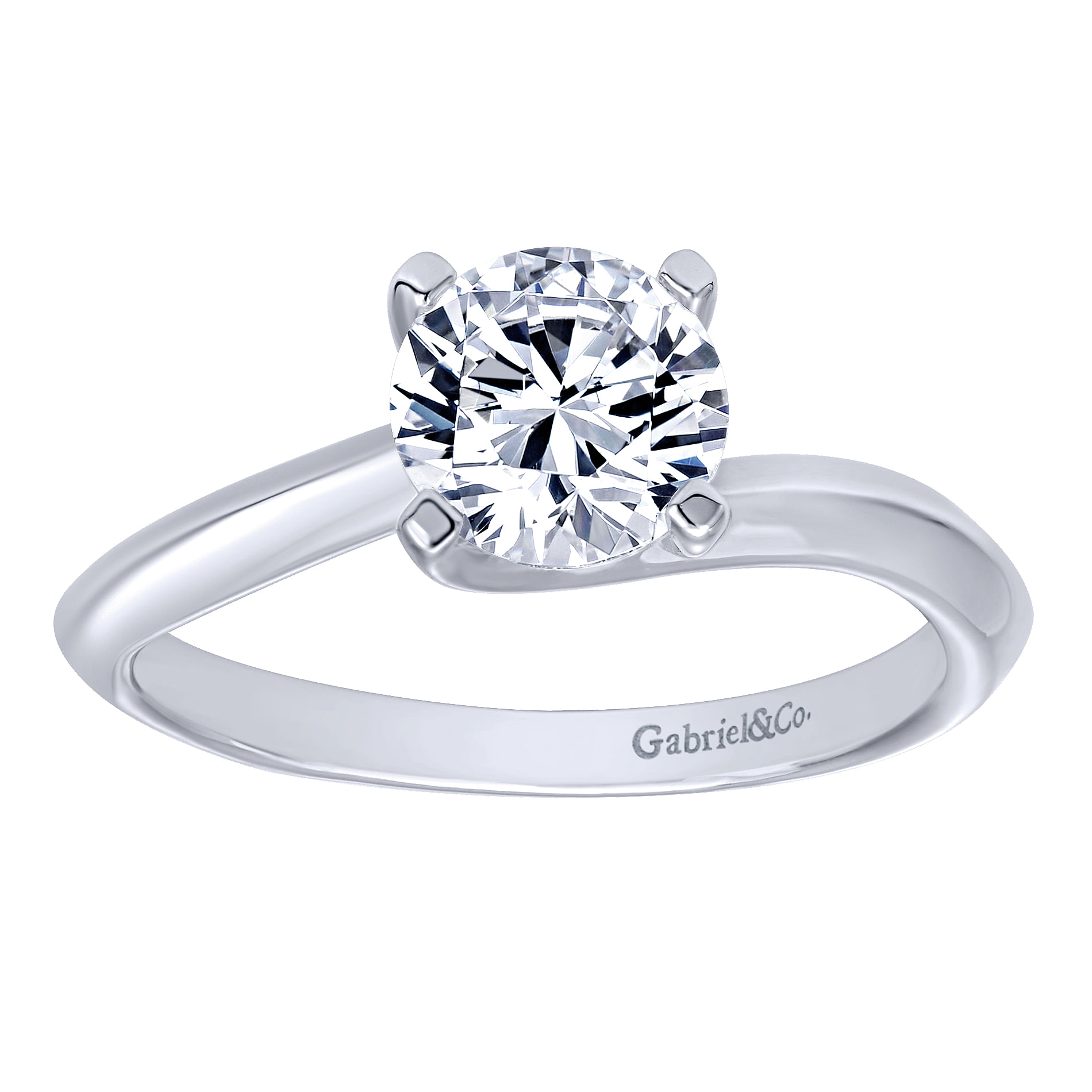14k White Gold Bypass Engagement Ring angle 5 14k White Gold Bypass Engagement Ring angle 5