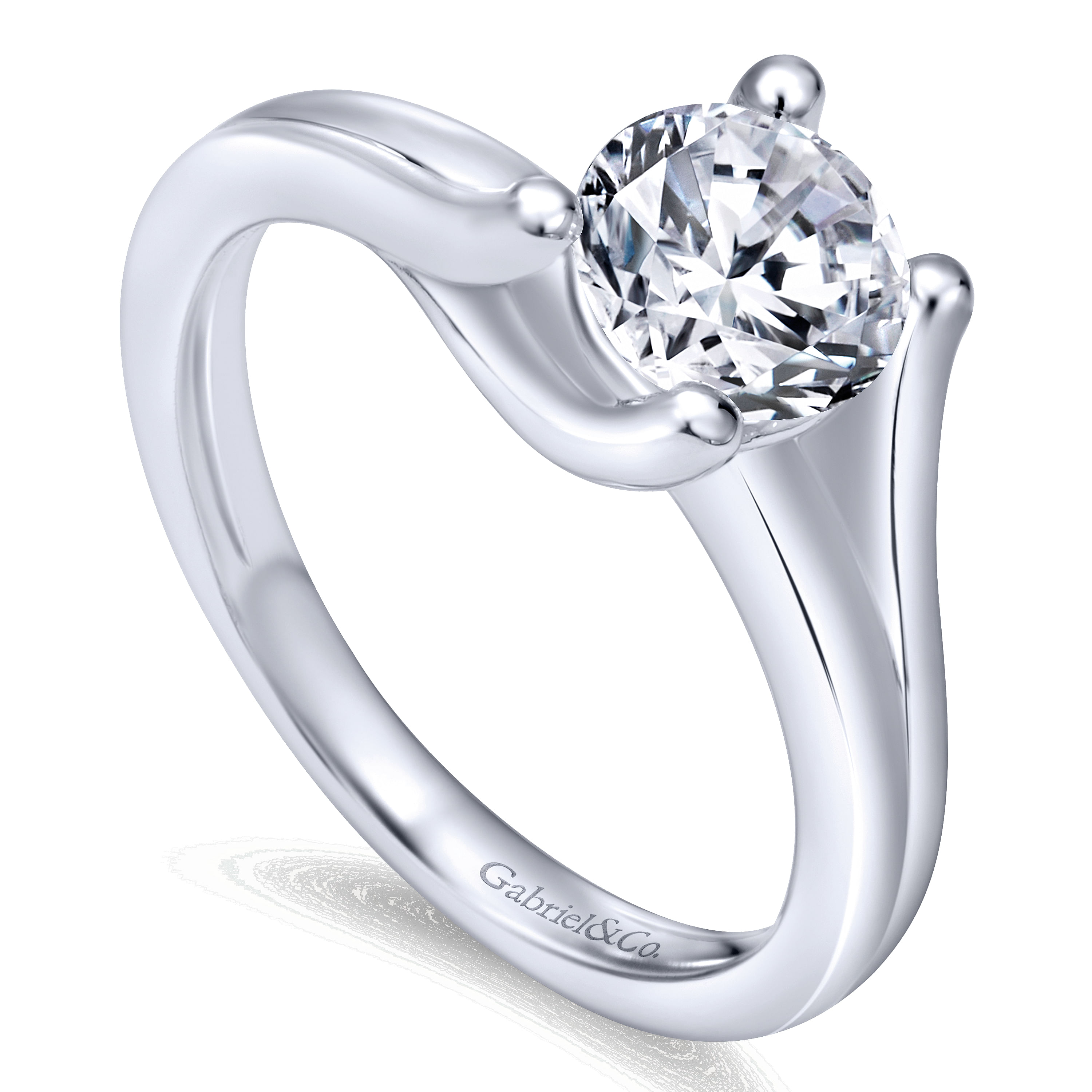 14k White Gold Bypass Engagement Ring angle 3 14k White Gold Bypass Engagement Ring angle 3