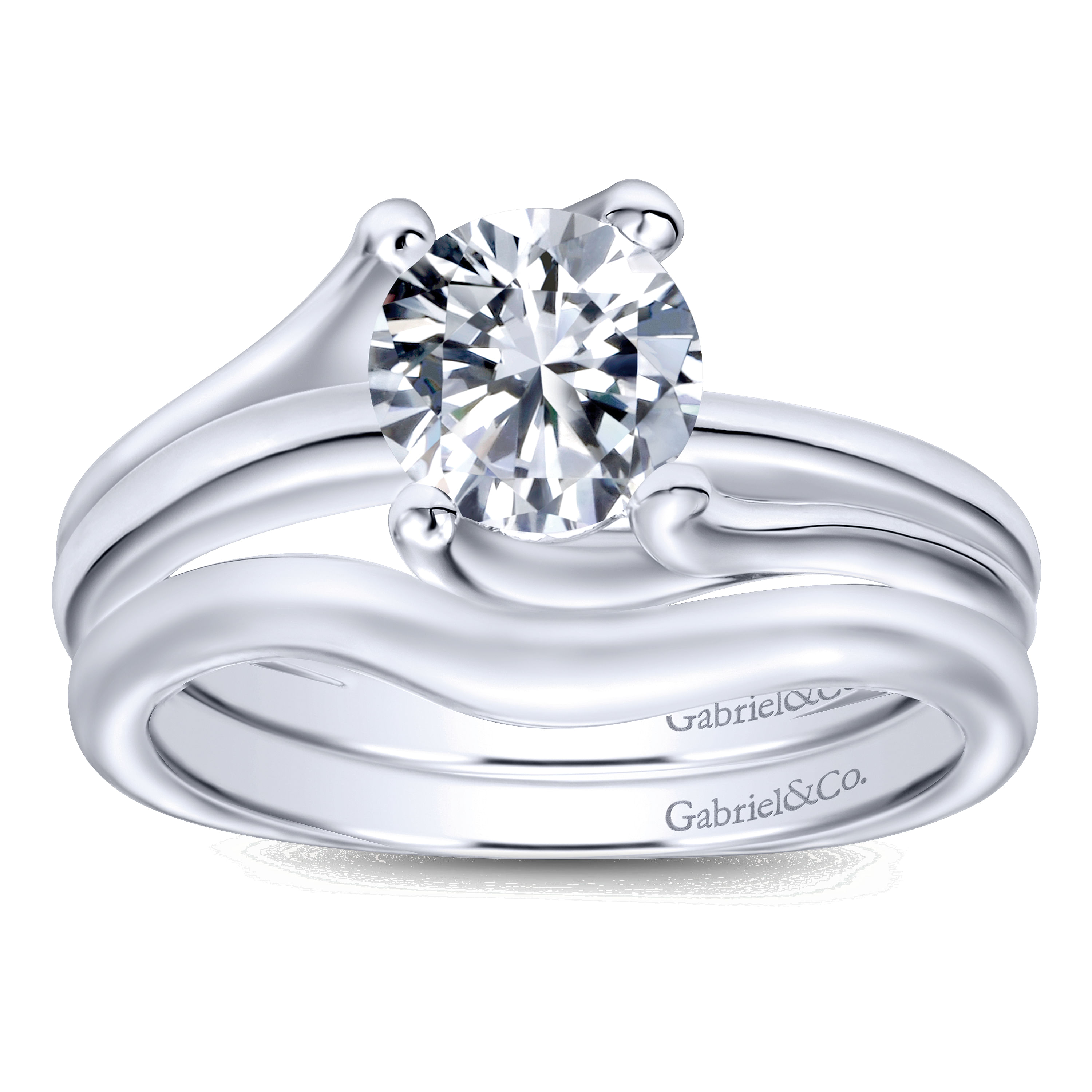 14k White Gold Bypass Engagement Ring angle 4 14k White Gold Bypass Engagement Ring angle 4