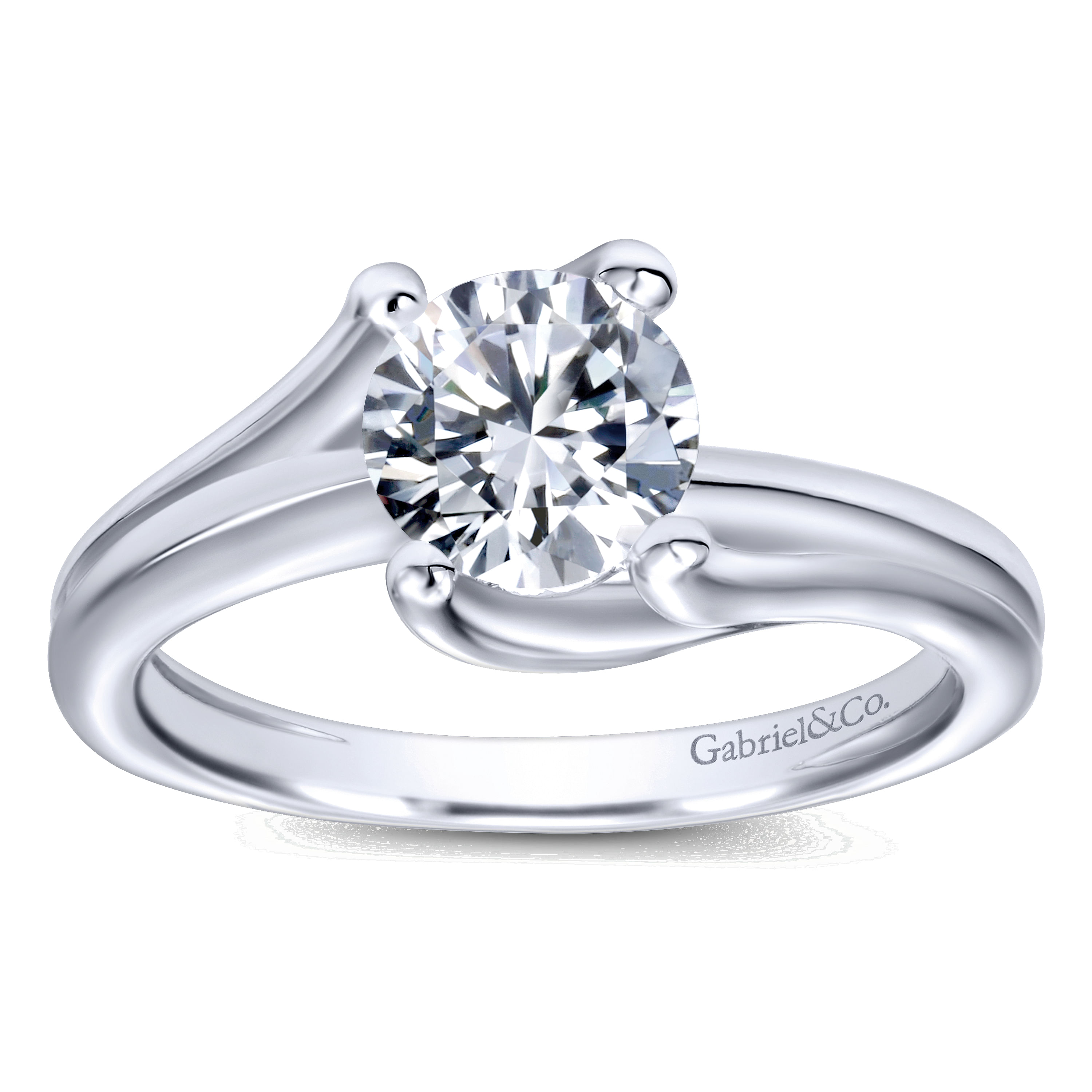 14k White Gold Bypass Engagement Ring angle 5 14k White Gold Bypass Engagement Ring angle 5