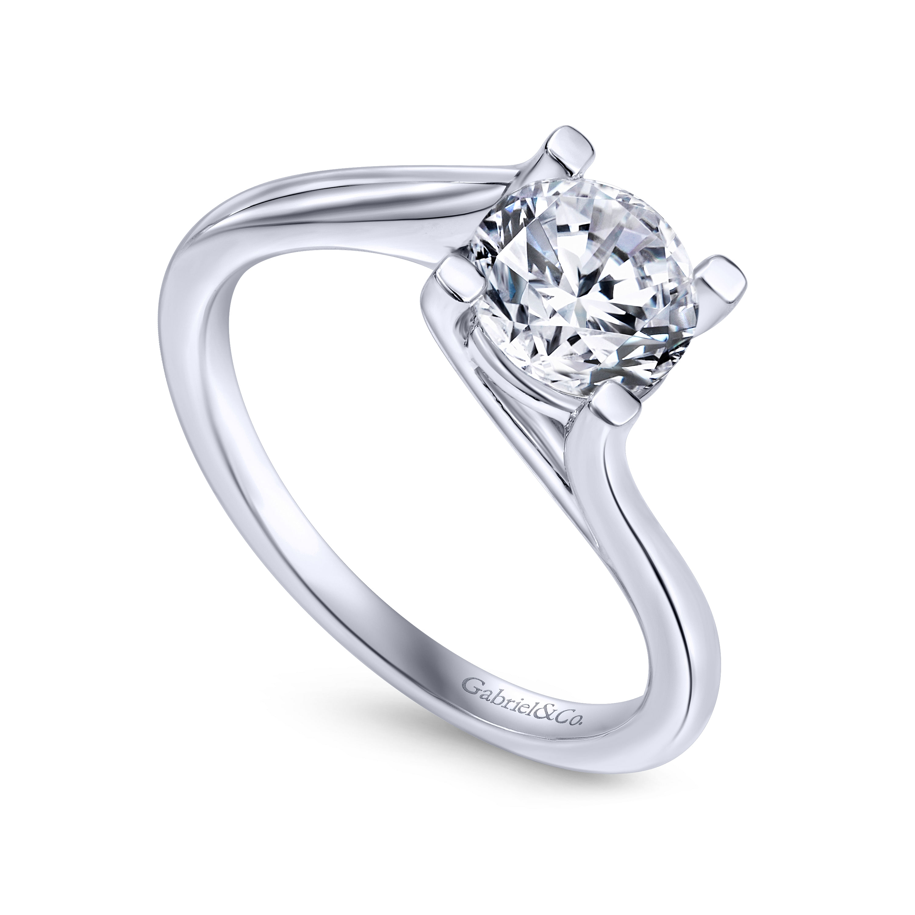 14k White Gold Bypass Engagement Ring angle 3 14k White Gold Bypass Engagement Ring angle 3