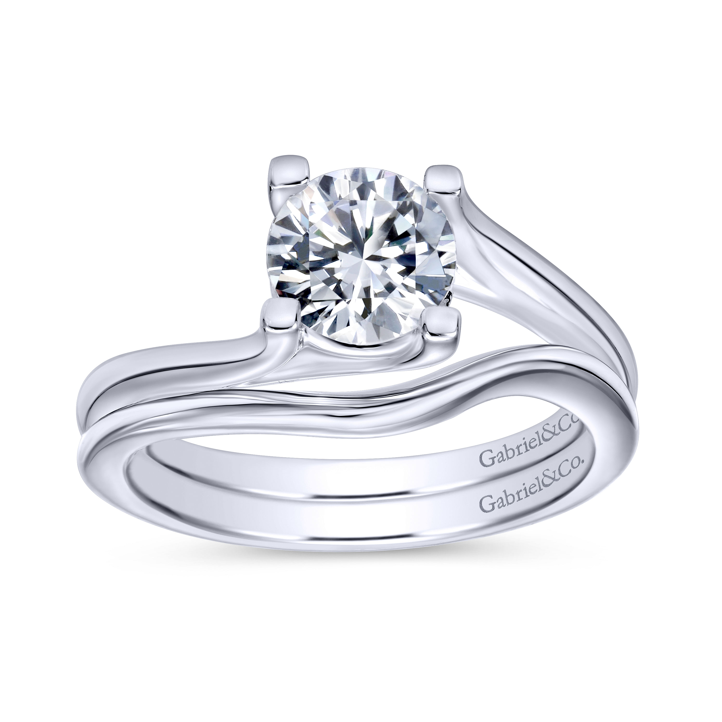 14k White Gold Bypass Engagement Ring angle 4 14k White Gold Bypass Engagement Ring angle 4
