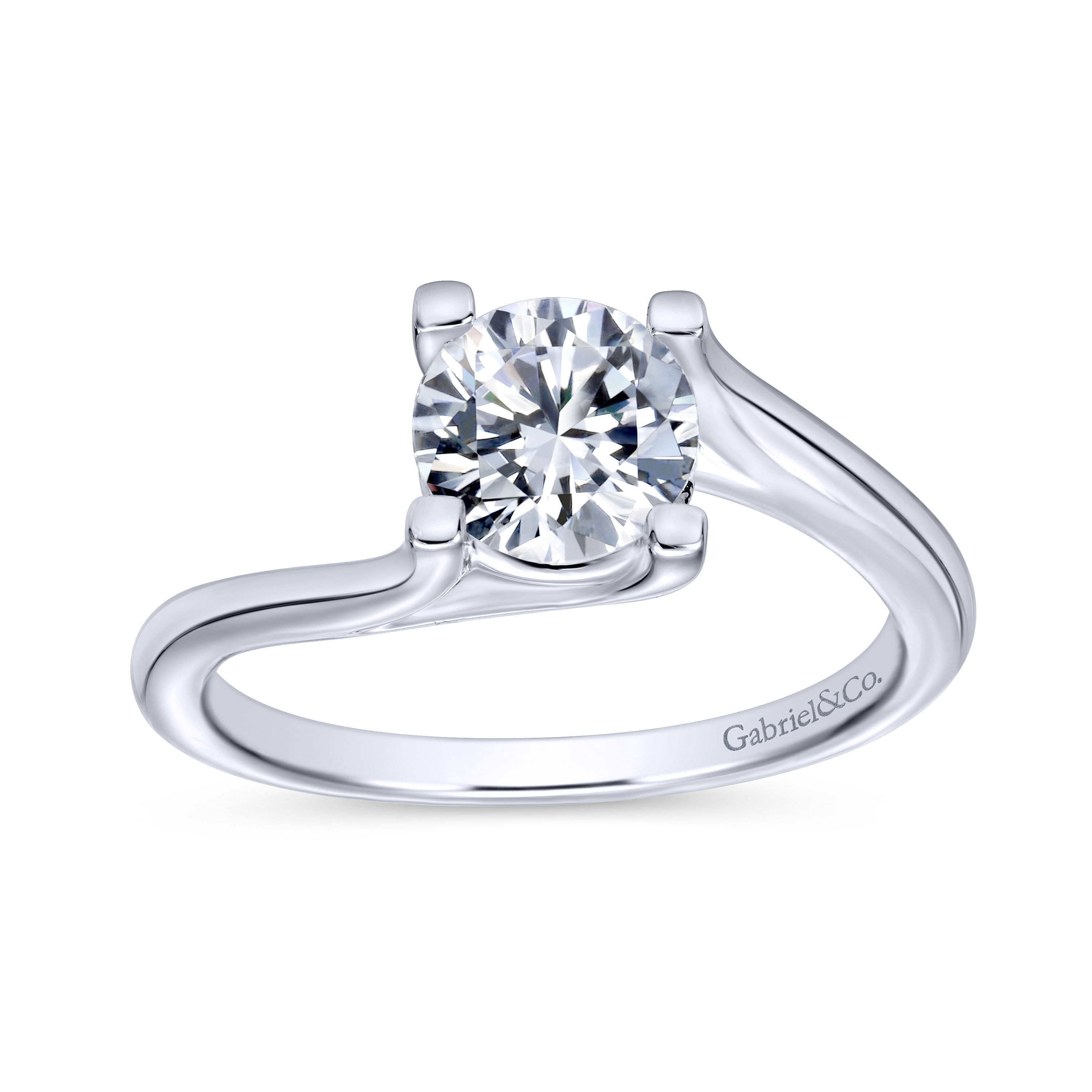 14k White Gold Bypass Engagement Ring angle 5 14k White Gold Bypass Engagement Ring angle 5