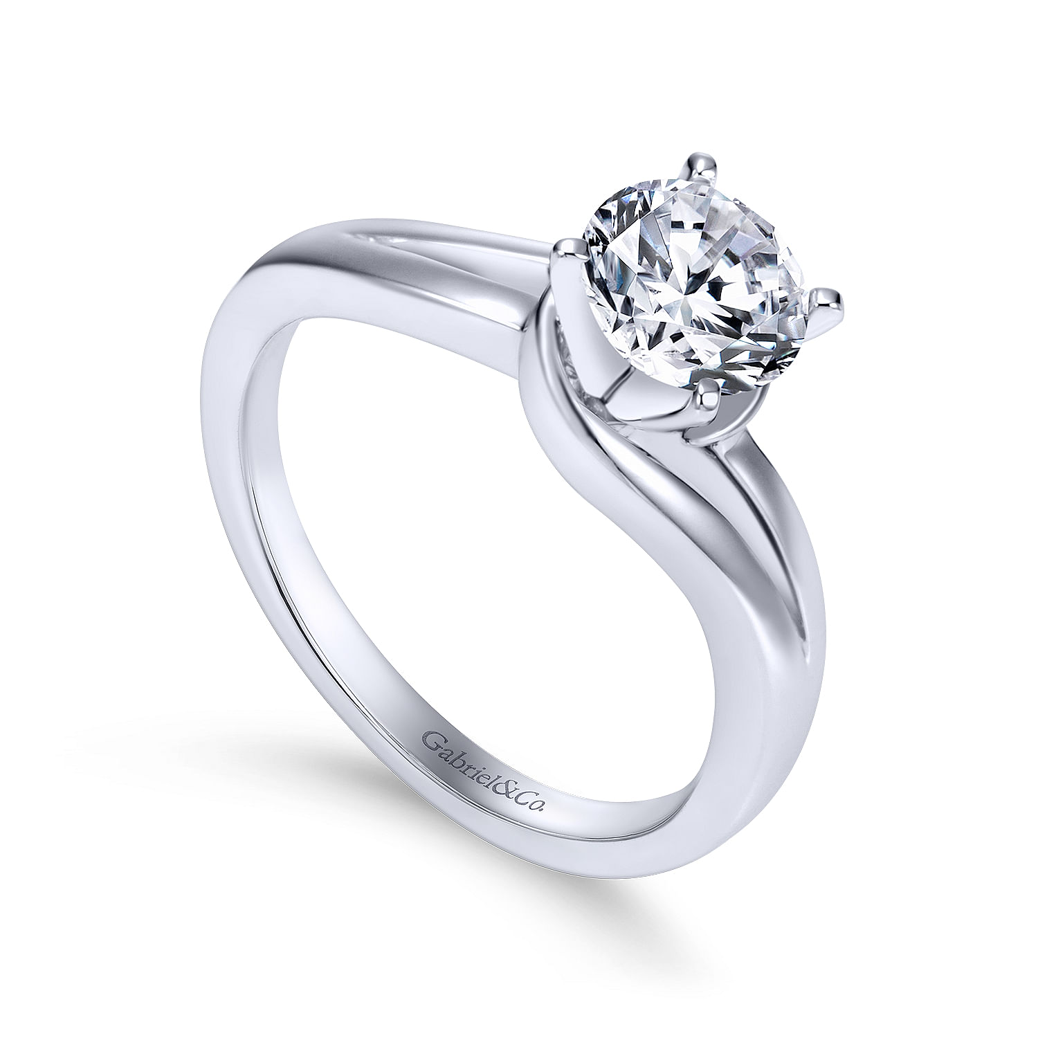 14k White Gold Bypass Engagement Ring angle 3 14k White Gold Bypass Engagement Ring angle 3