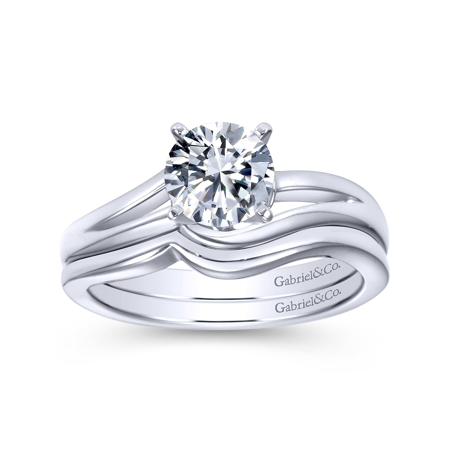 14k White Gold Bypass Engagement Ring angle 4 14k White Gold Bypass Engagement Ring angle 4