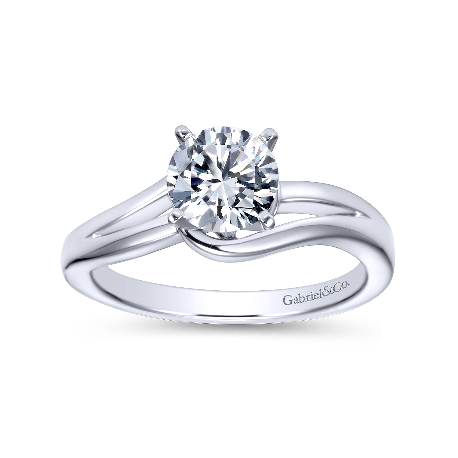 14k White Gold Bypass Engagement Ring angle 5 14k White Gold Bypass Engagement Ring angle 5