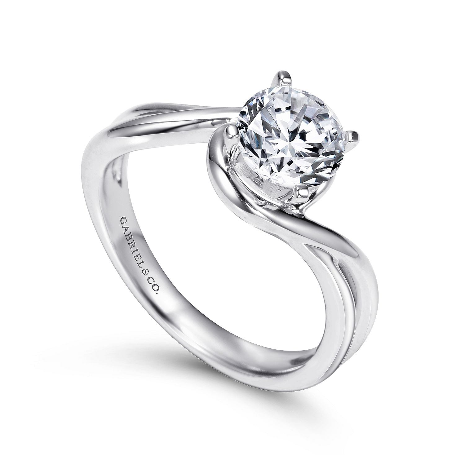 14k White Gold Bypass Engagement Ring angle 3 14k White Gold Bypass Engagement Ring angle 3