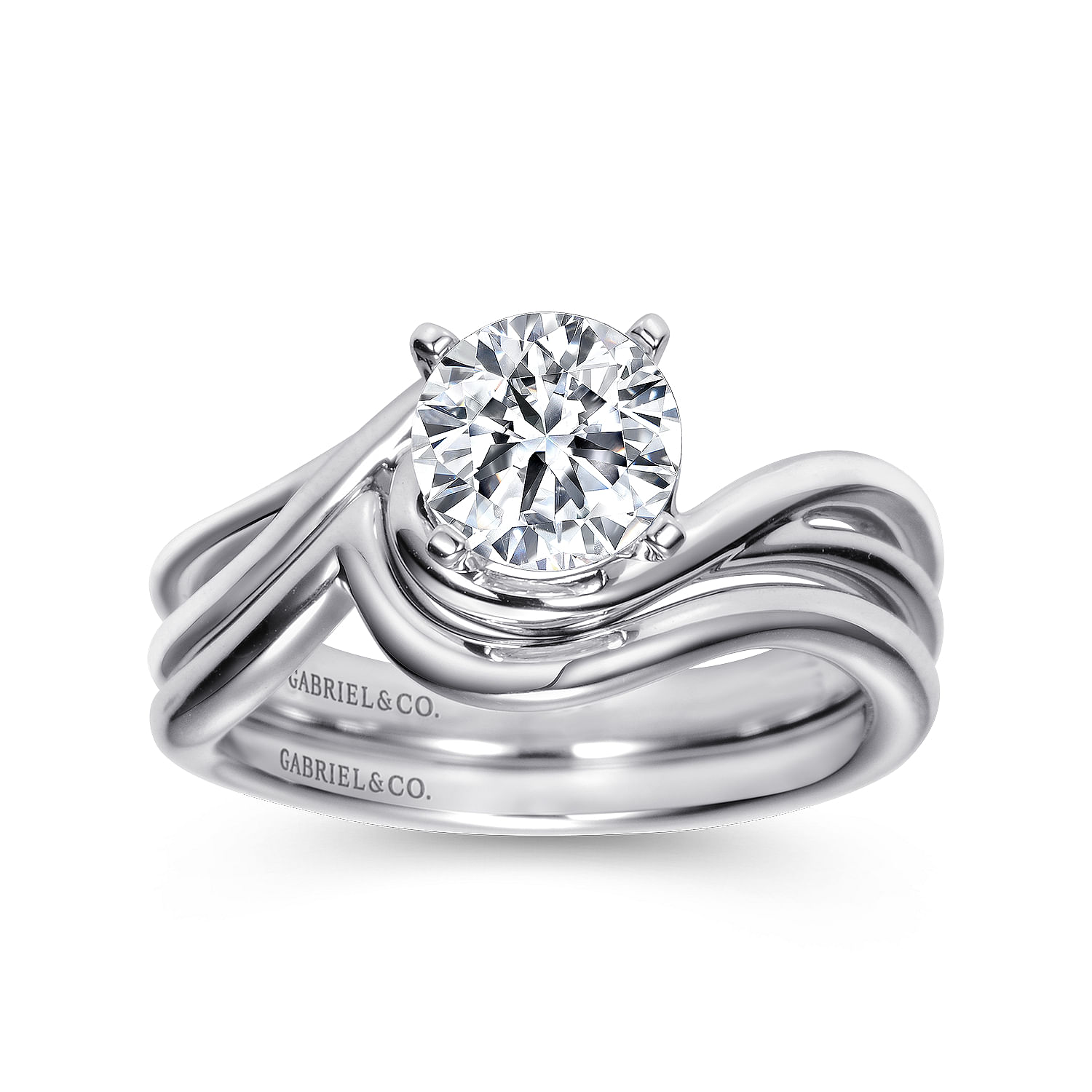 14k White Gold Bypass Engagement Ring angle 4 14k White Gold Bypass Engagement Ring angle 4
