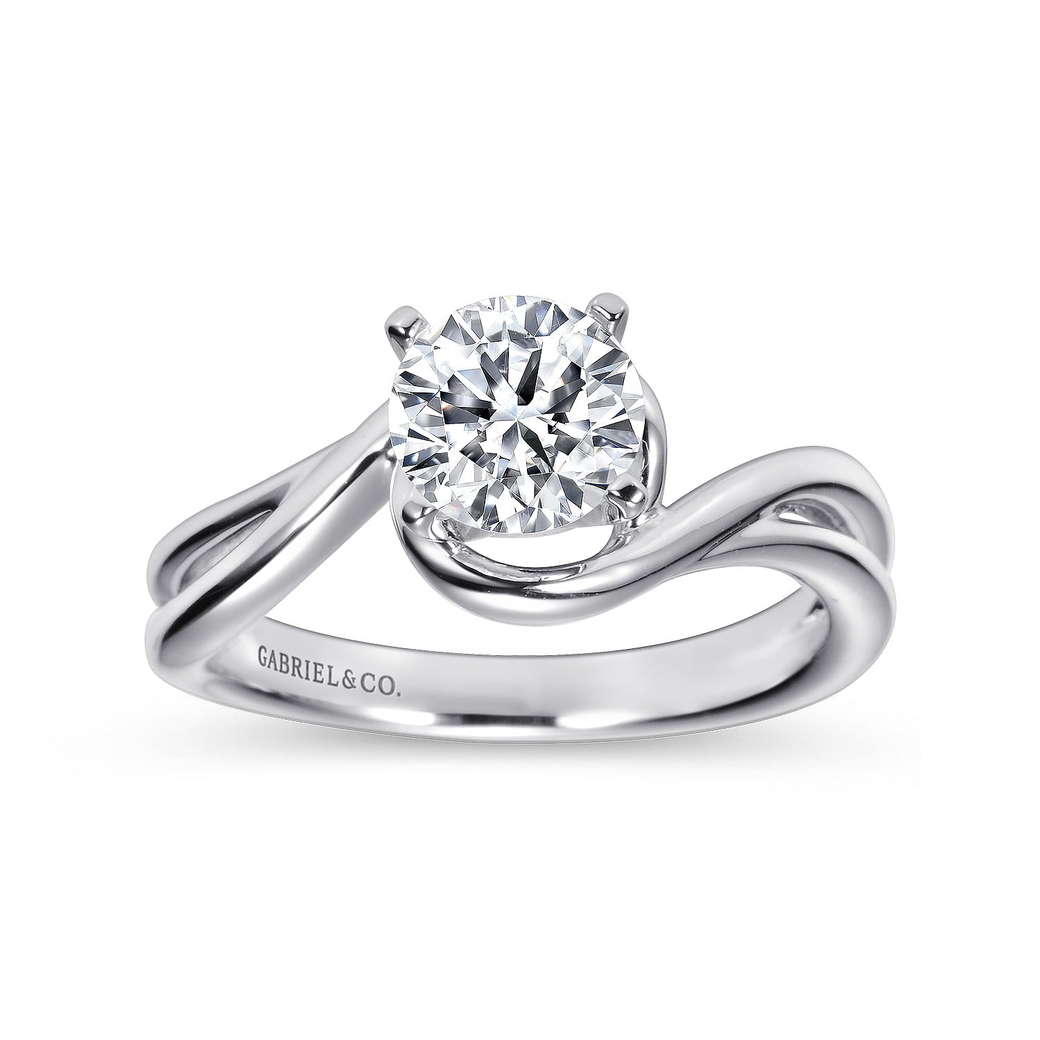 14k White Gold Bypass Engagement Ring angle 5 14k White Gold Bypass Engagement Ring angle 5