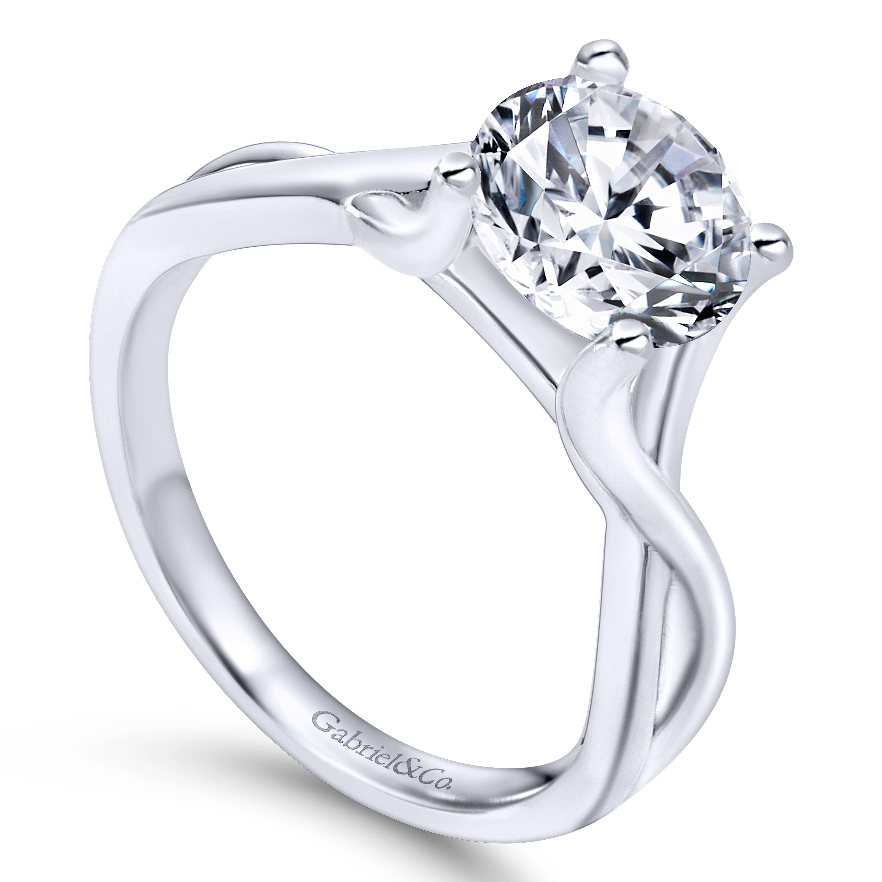 14k White Gold Bypass Engagement Ring angle 3 14k White Gold Bypass Engagement Ring angle 3