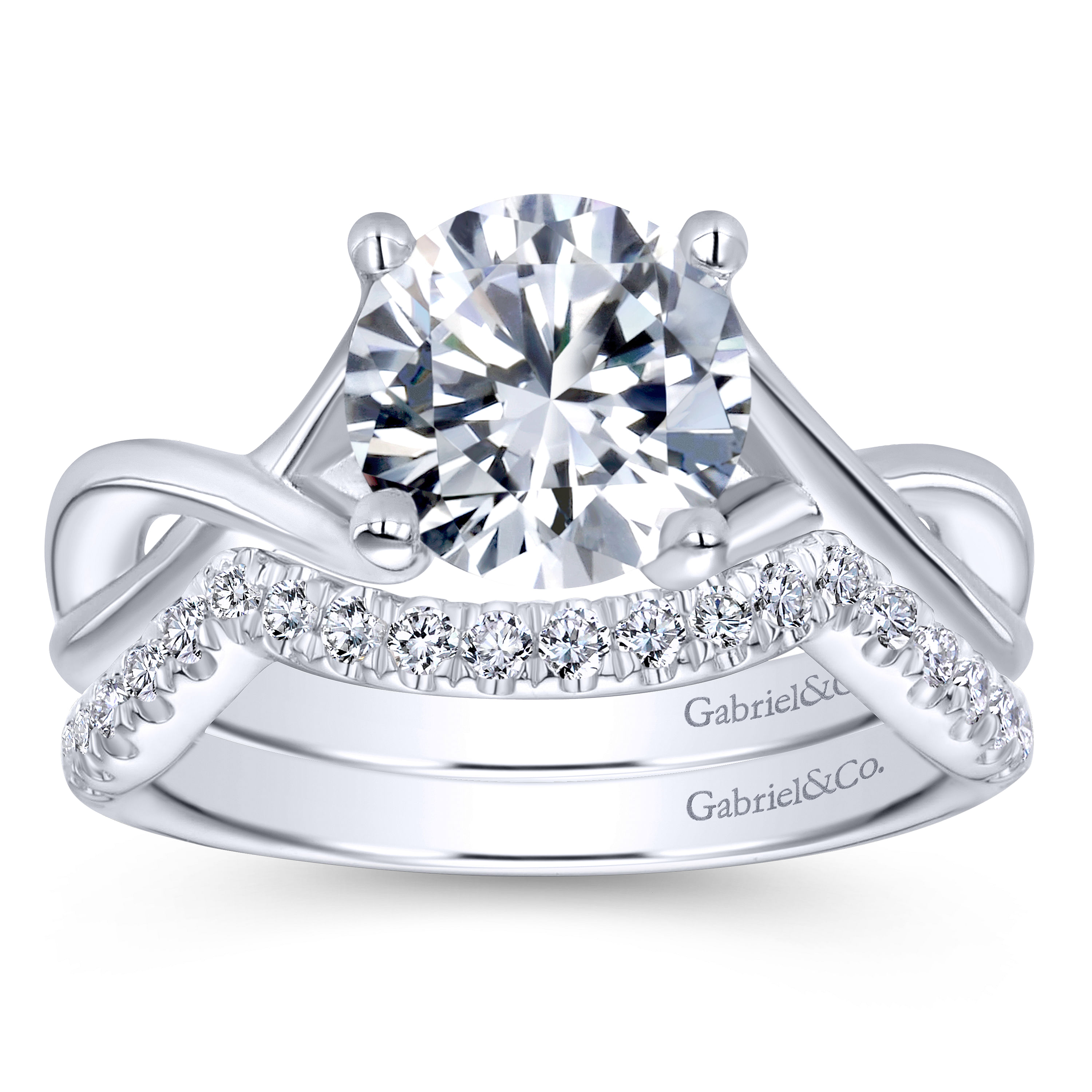 14k White Gold Bypass Engagement Ring angle 4 14k White Gold Bypass Engagement Ring angle 4