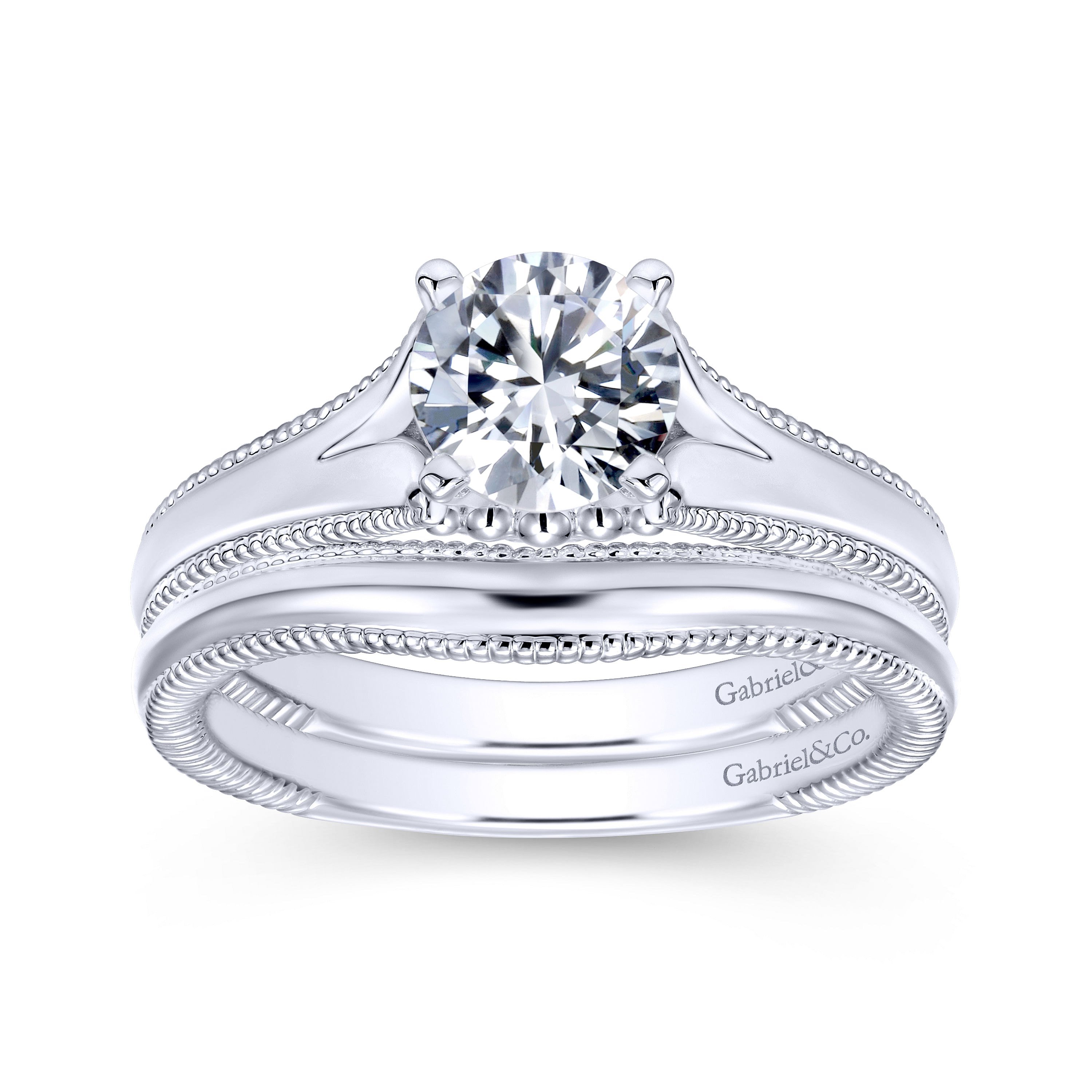 14k White Gold Contemporary Curved Wedding Band angle 4 14k White Gold Contemporary Curved Wedding Band angle 4