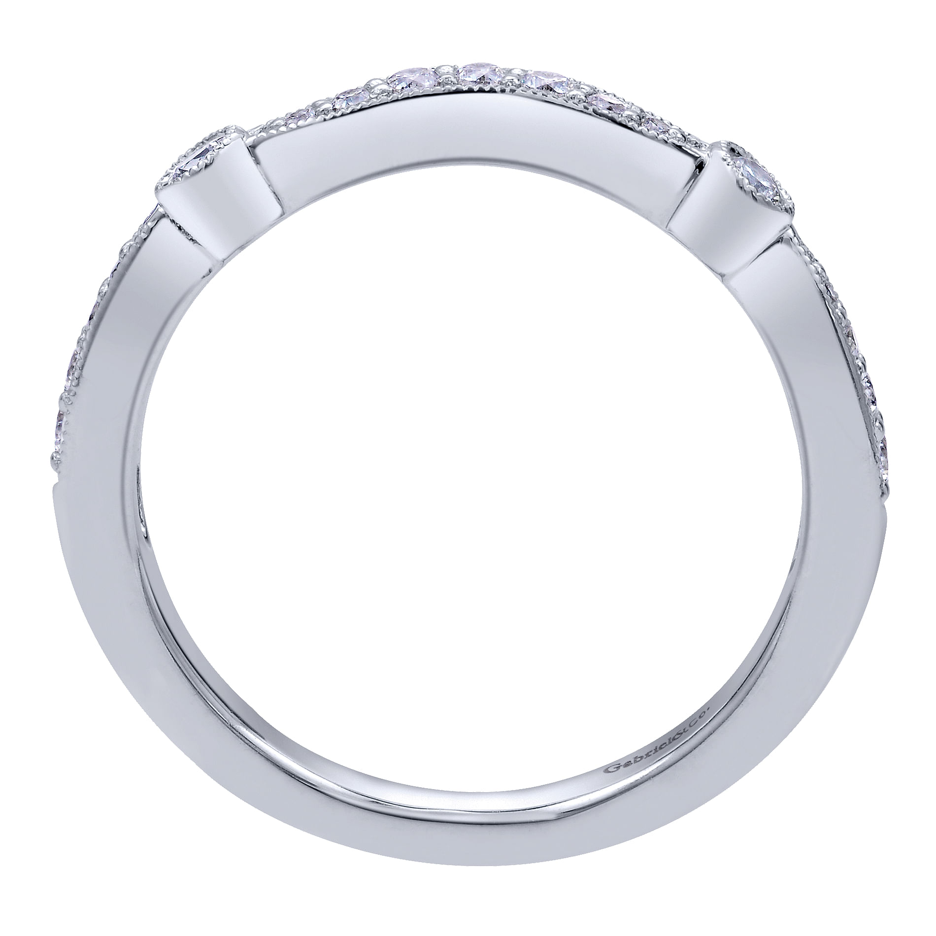 14k White Gold Contemporary Curved Wedding Band angle 2 14k White Gold Contemporary Curved Wedding Band angle 2