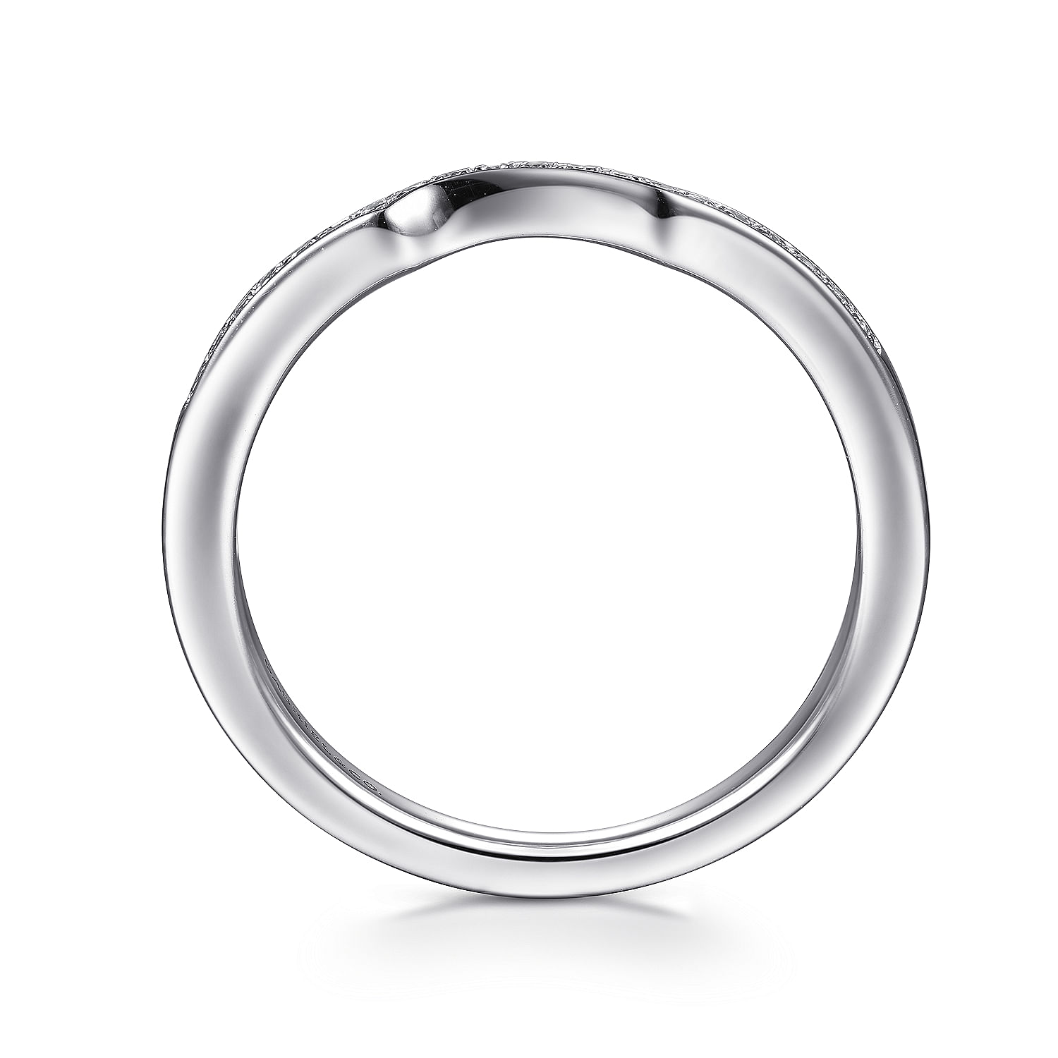 14k White Gold Contemporary Curved Wedding Band angle 2 14k White Gold Contemporary Curved Wedding Band angle 2