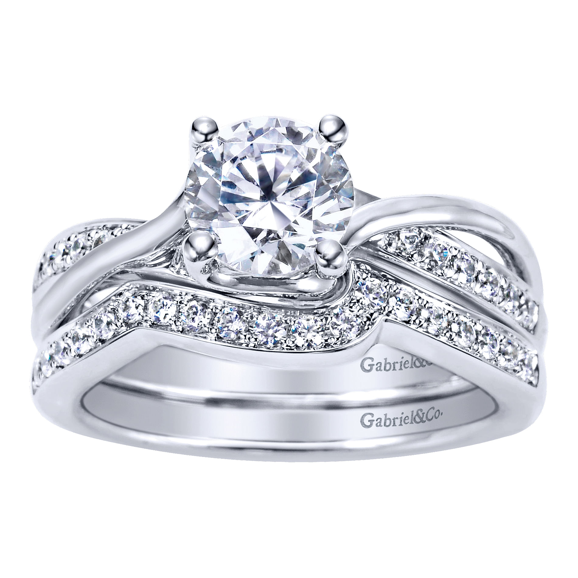 14k White Gold Contemporary Curved Wedding Band angle 4 14k White Gold Contemporary Curved Wedding Band angle 4