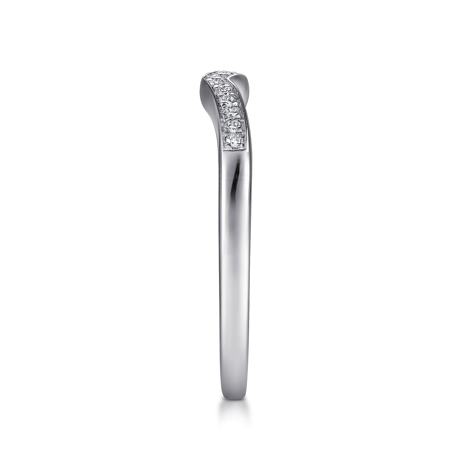 14k White Gold Contemporary Curved Wedding Band angle 5 14k White Gold Contemporary Curved Wedding Band angle 5