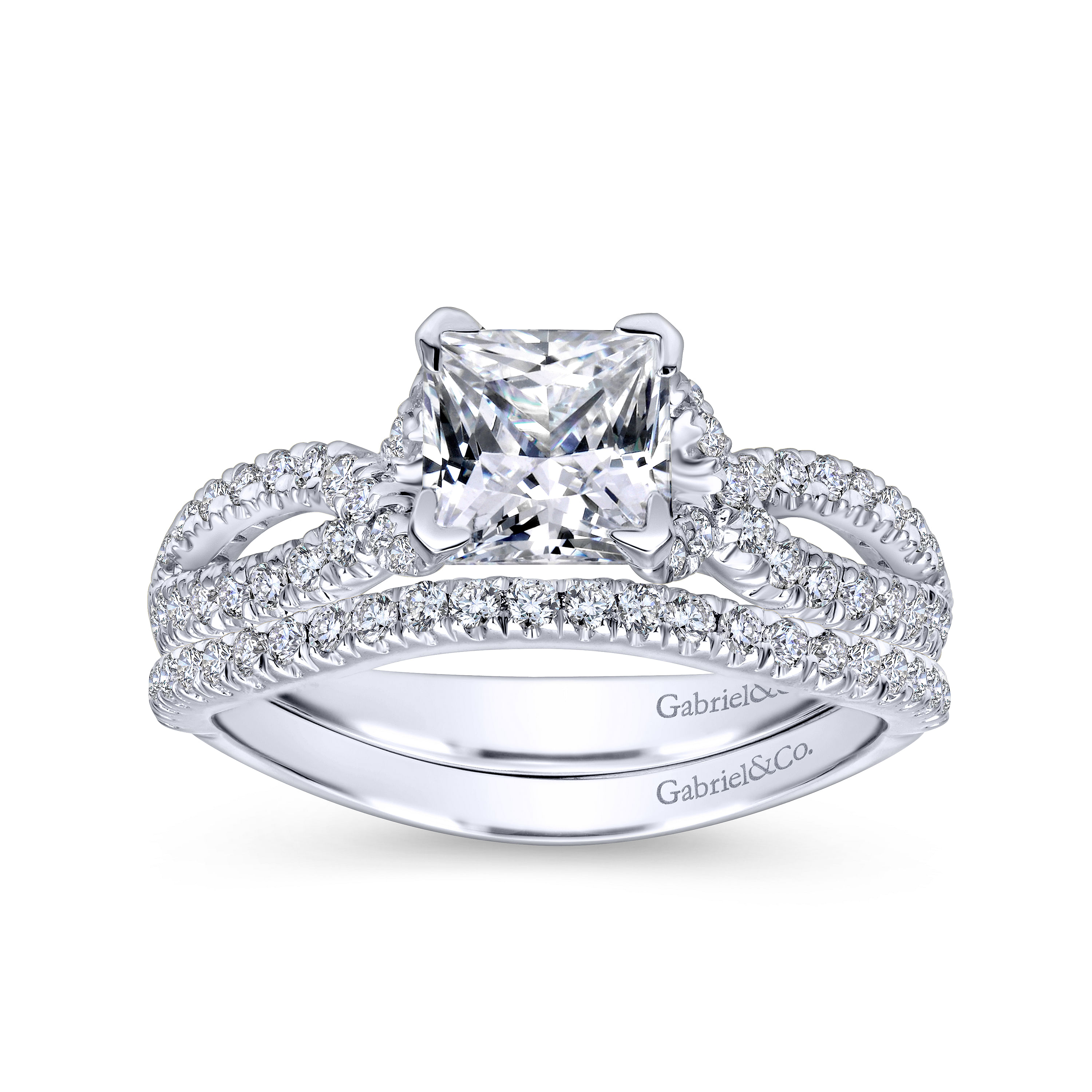 14k White Gold Contemporary Curved Wedding Band angle 4 14k White Gold Contemporary Curved Wedding Band angle 4