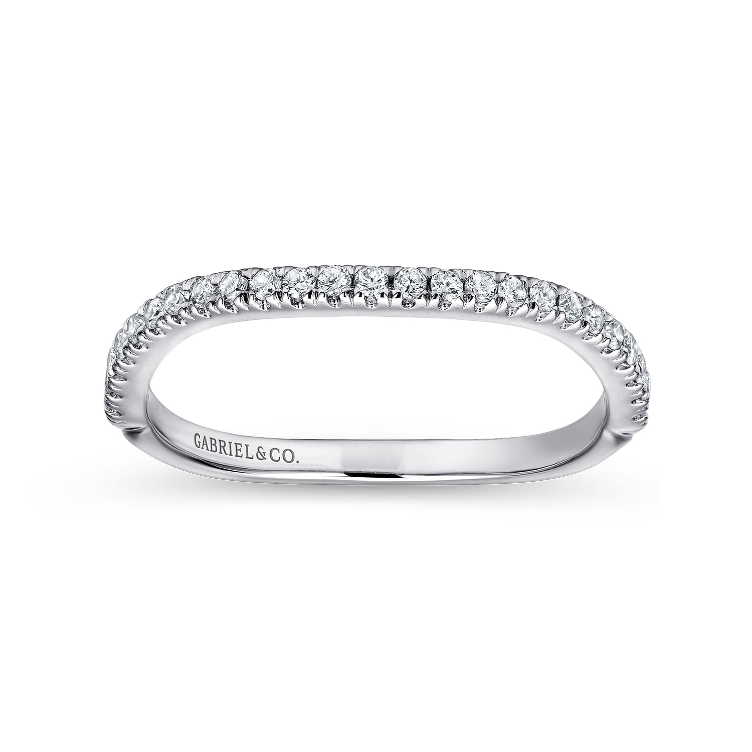 14k White Gold Contemporary Curved Wedding Band angle 5 14k White Gold Contemporary Curved Wedding Band angle 5
