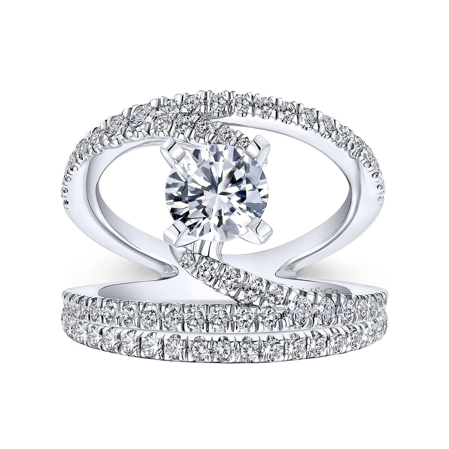 14k White Gold Contemporary Curved Wedding Band angle 4 14k White Gold Contemporary Curved Wedding Band angle 4