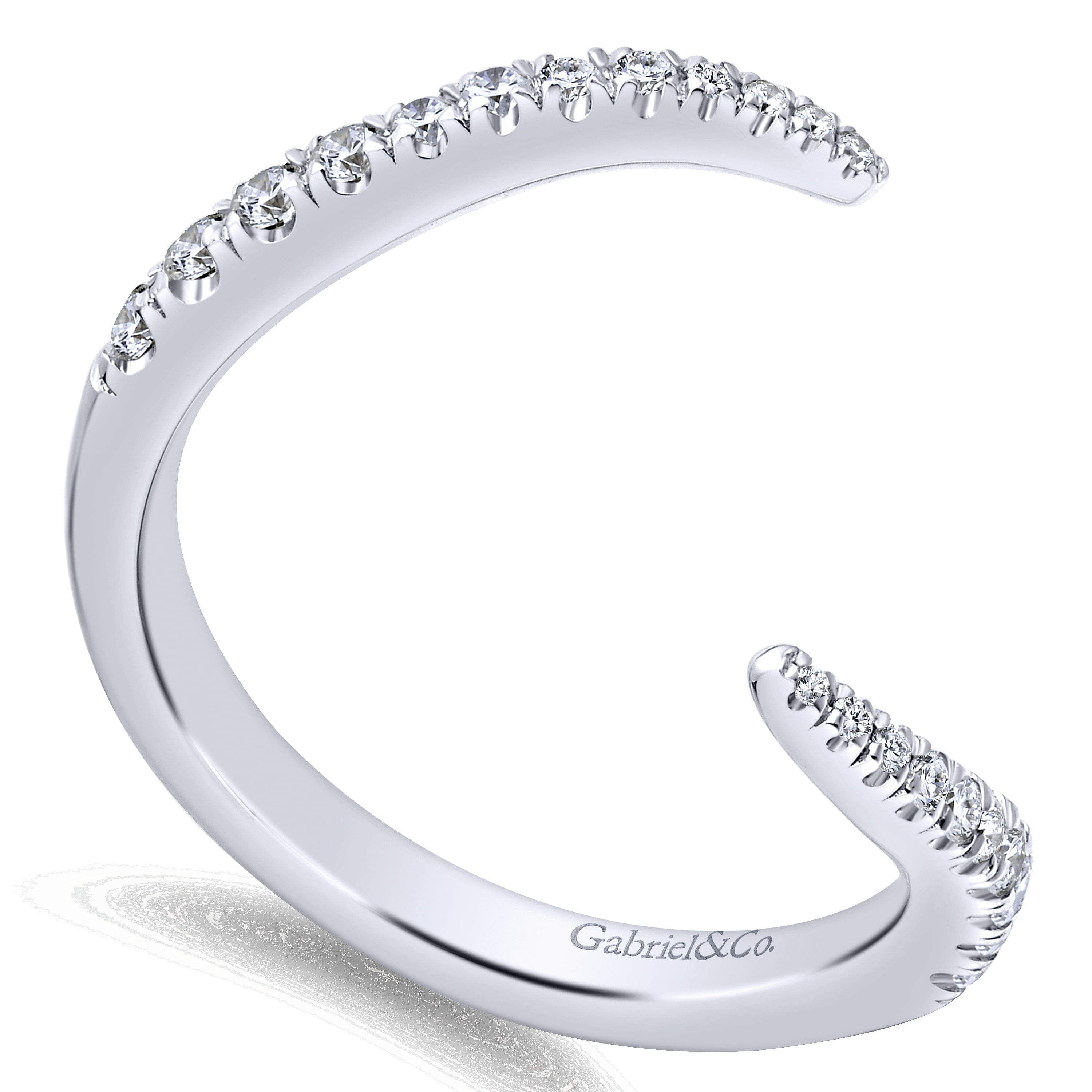 14k White Gold Contemporary Curved Wedding Band angle 3 14k White Gold Contemporary Curved Wedding Band angle 3