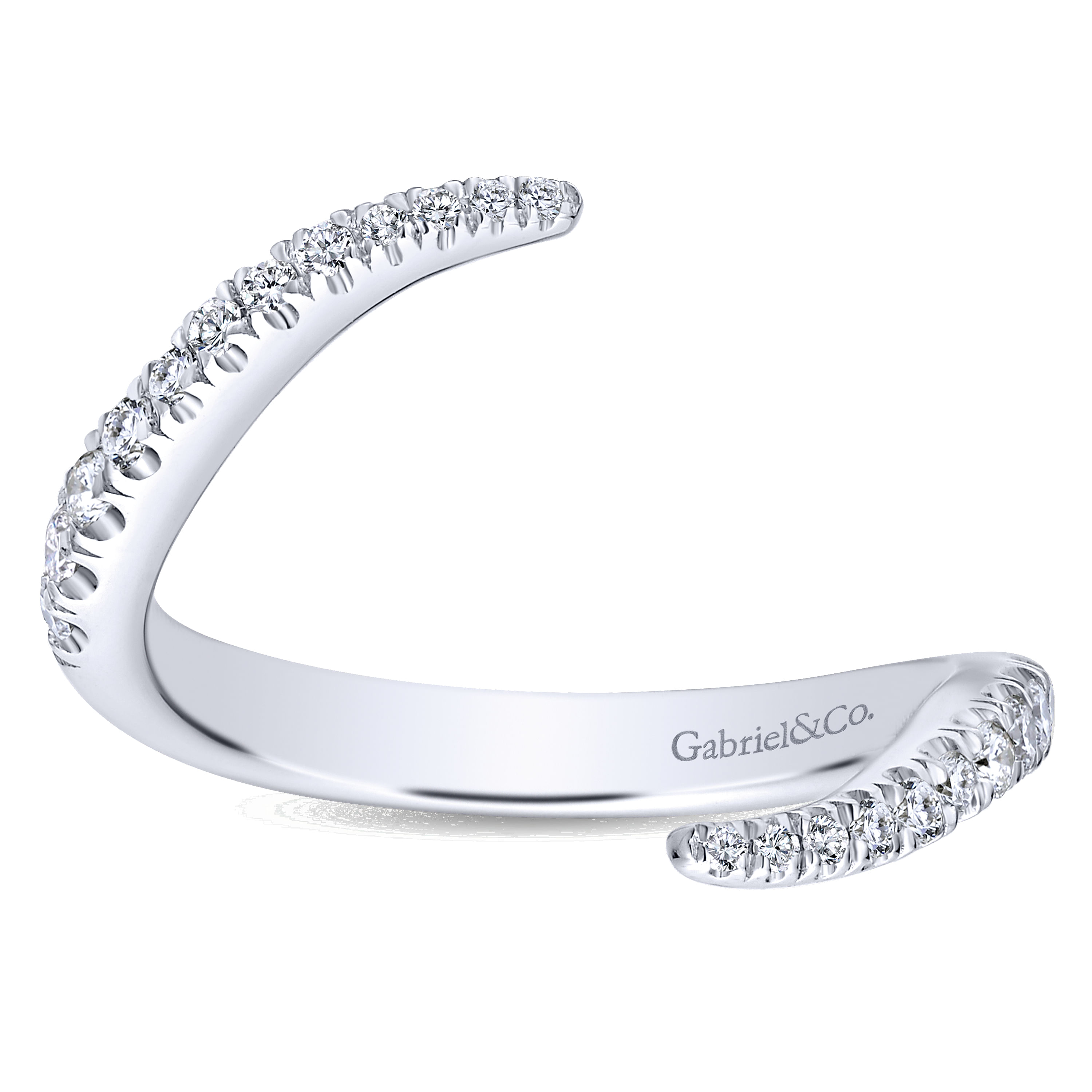 14k White Gold Contemporary Curved Wedding Band angle 5 14k White Gold Contemporary Curved Wedding Band angle 5