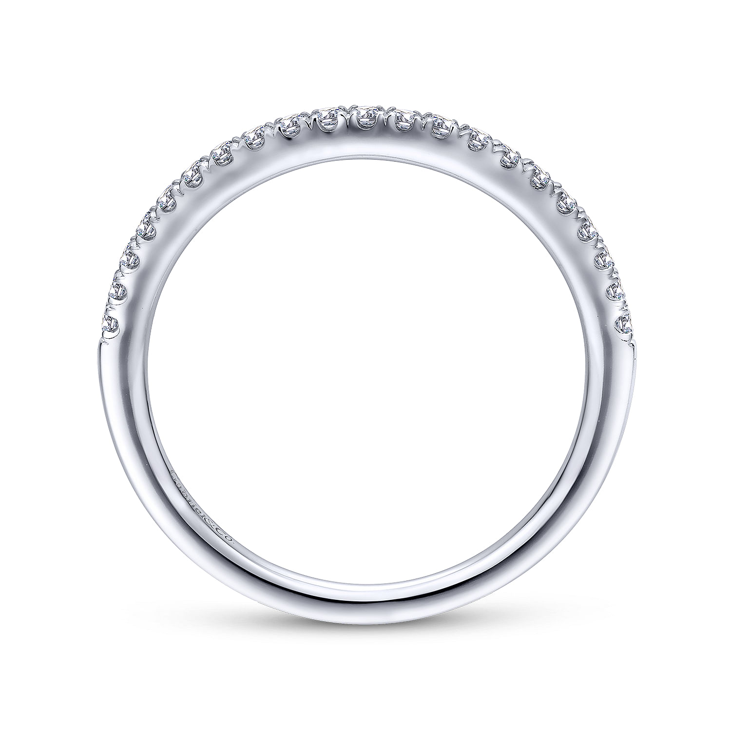 14k White Gold Contemporary Curved Wedding Band angle 2 14k White Gold Contemporary Curved Wedding Band angle 2