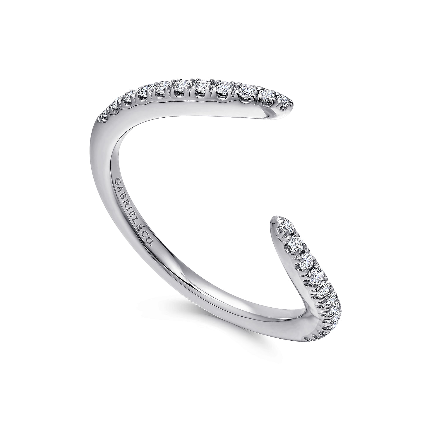 14k White Gold Contemporary Curved Wedding Band angle 3 14k White Gold Contemporary Curved Wedding Band angle 3