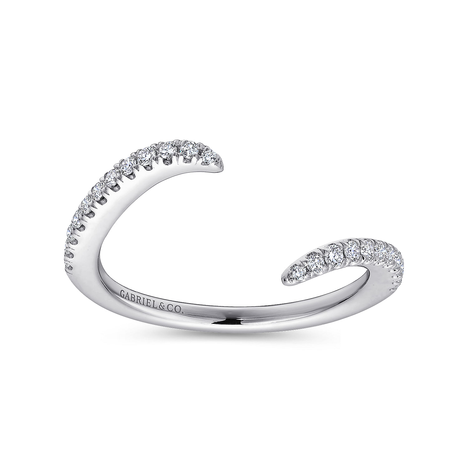 14k White Gold Contemporary Curved Wedding Band angle 5 14k White Gold Contemporary Curved Wedding Band angle 5