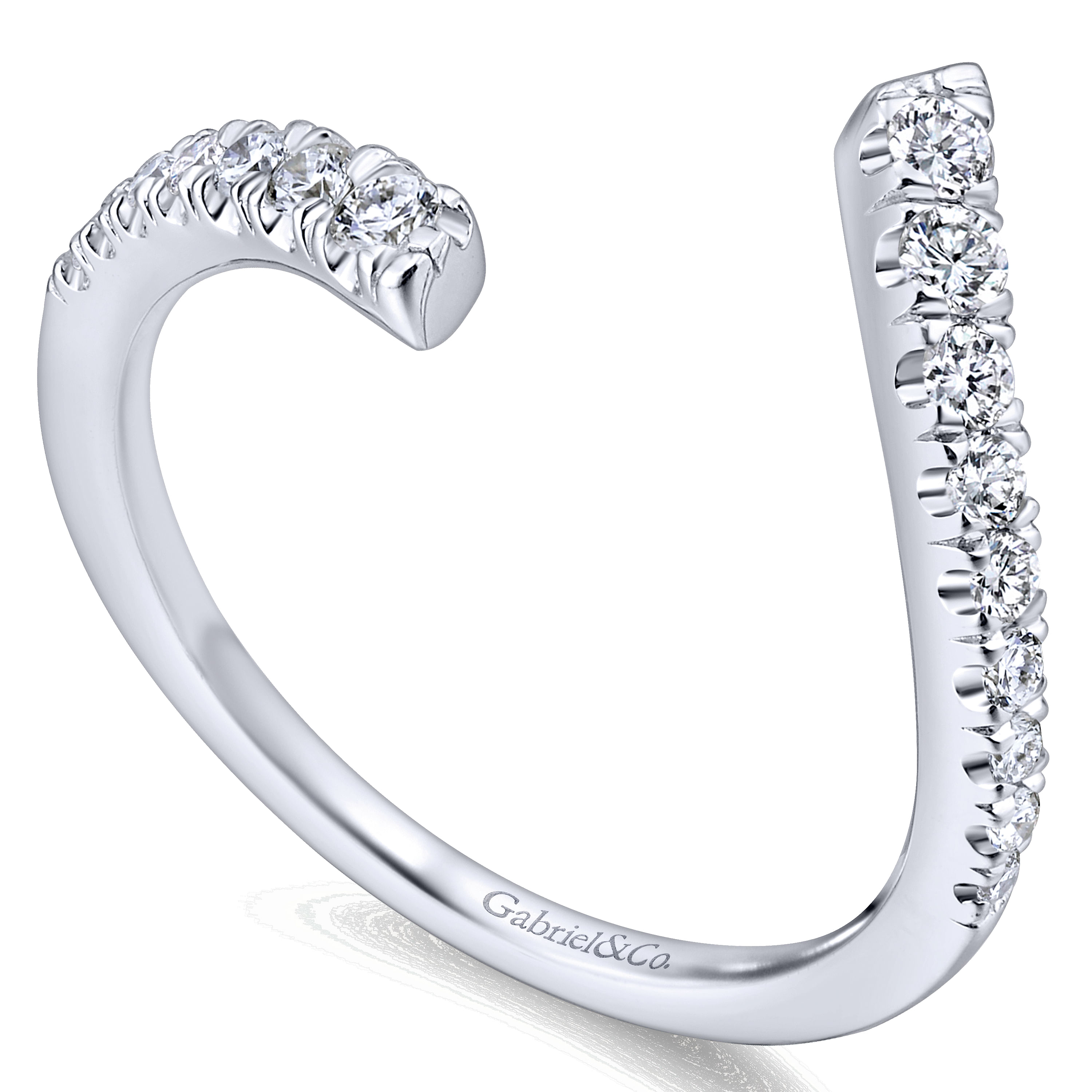 14k White Gold Contemporary Curved Wedding Band angle 3 14k White Gold Contemporary Curved Wedding Band angle 3