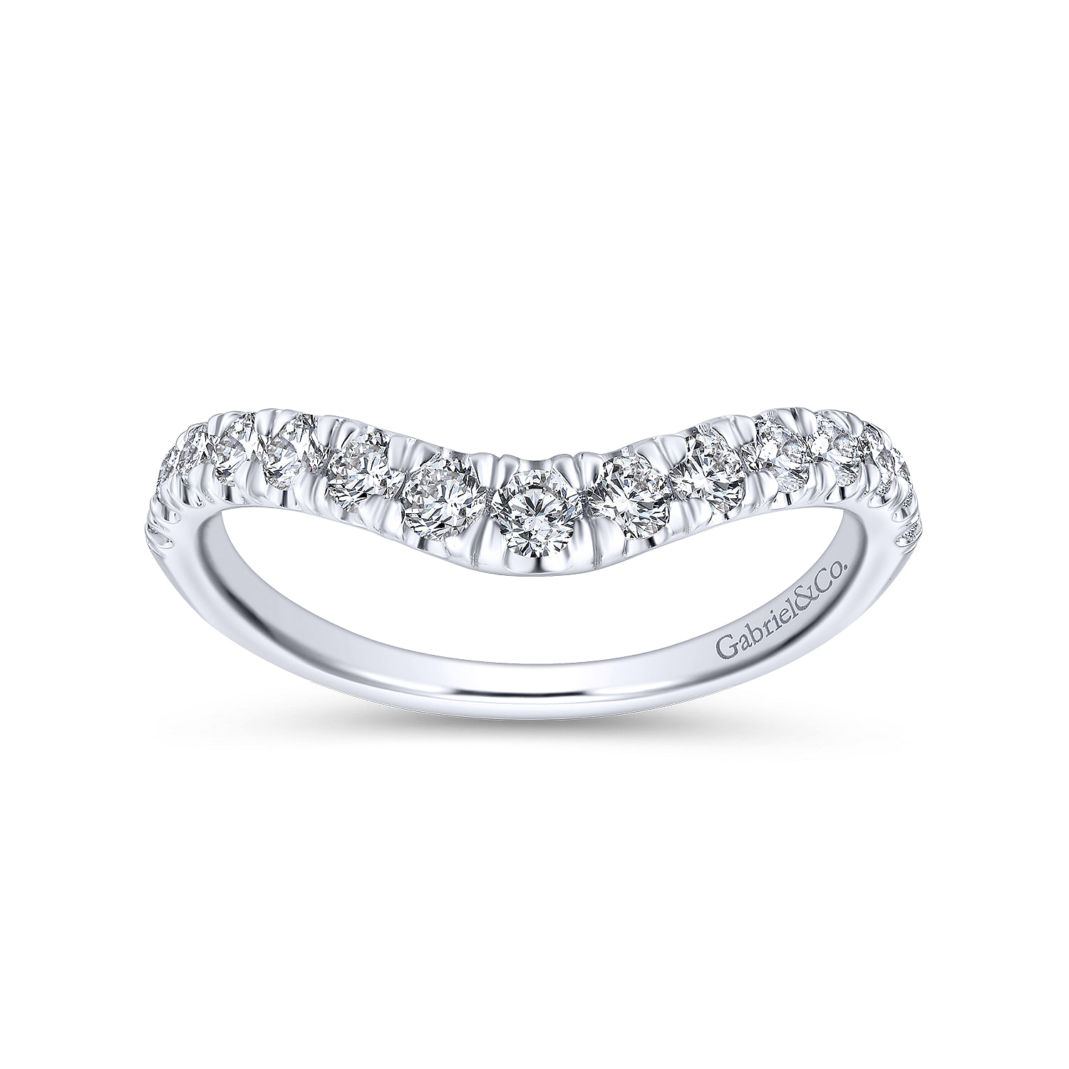 14k White Gold Contemporary Curved Wedding Band angle 5 14k White Gold Contemporary Curved Wedding Band angle 5
