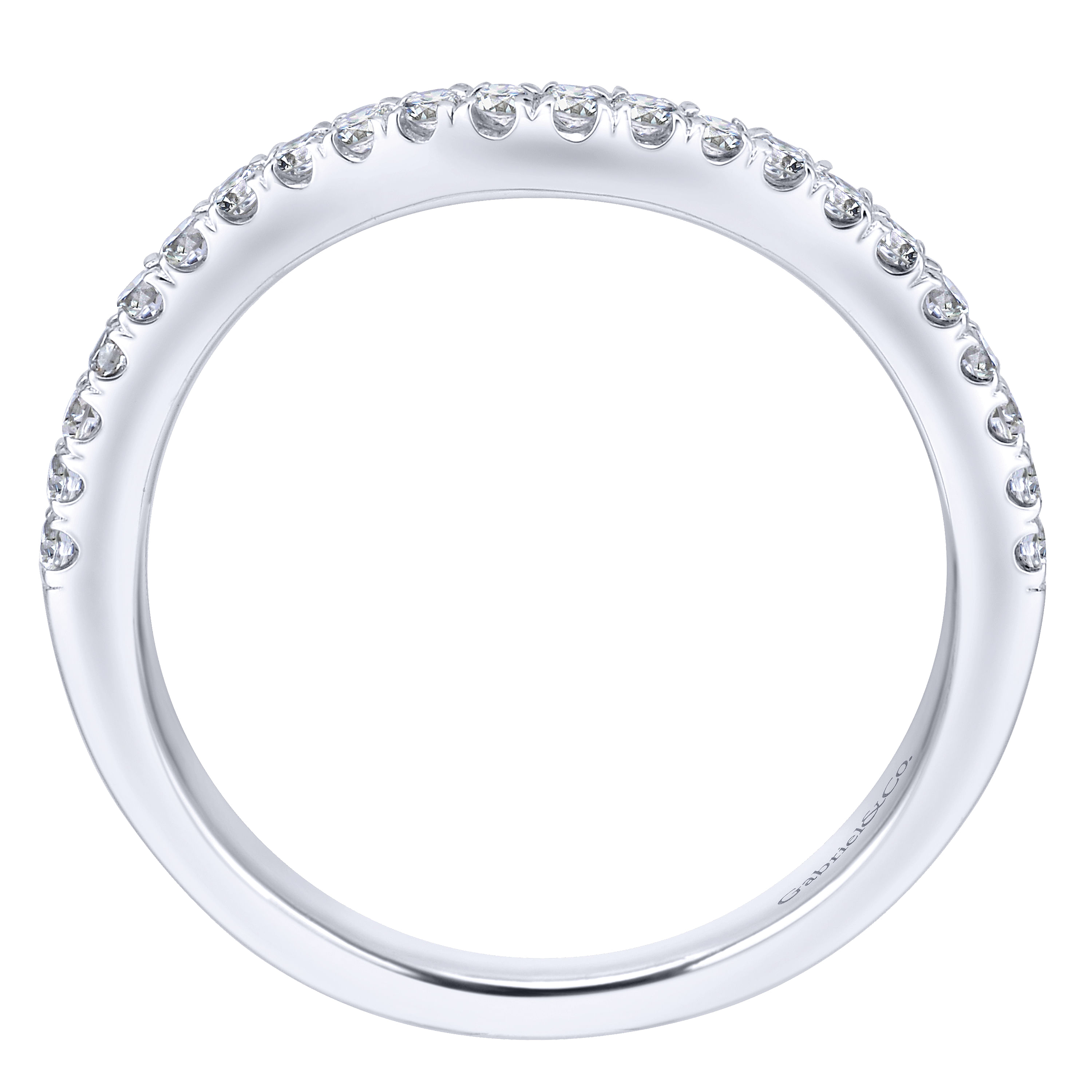 14k White Gold Contemporary Curved Wedding Band angle 2 14k White Gold Contemporary Curved Wedding Band angle 2
