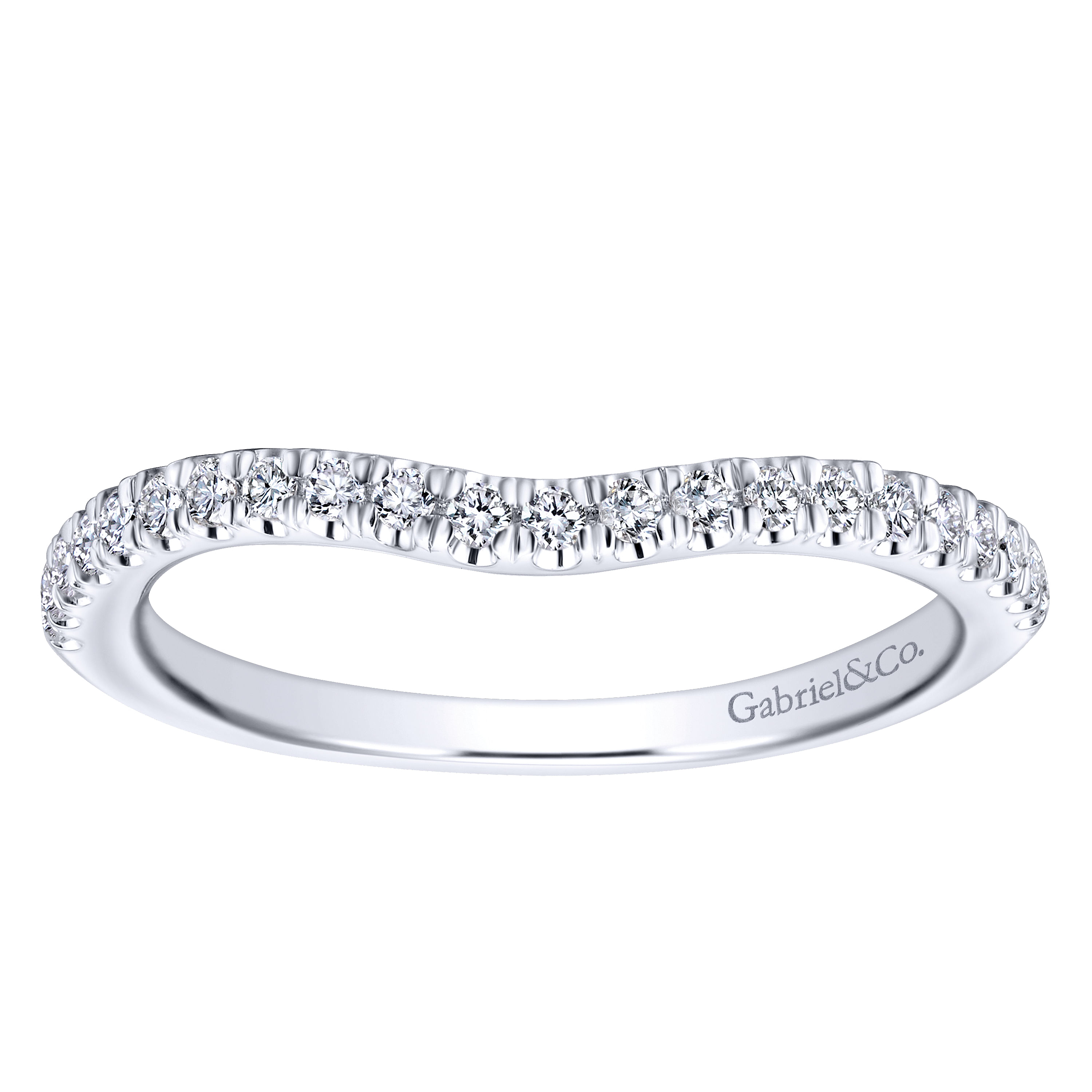 14k White Gold Contemporary Curved Wedding Band angle 5 14k White Gold Contemporary Curved Wedding Band angle 5