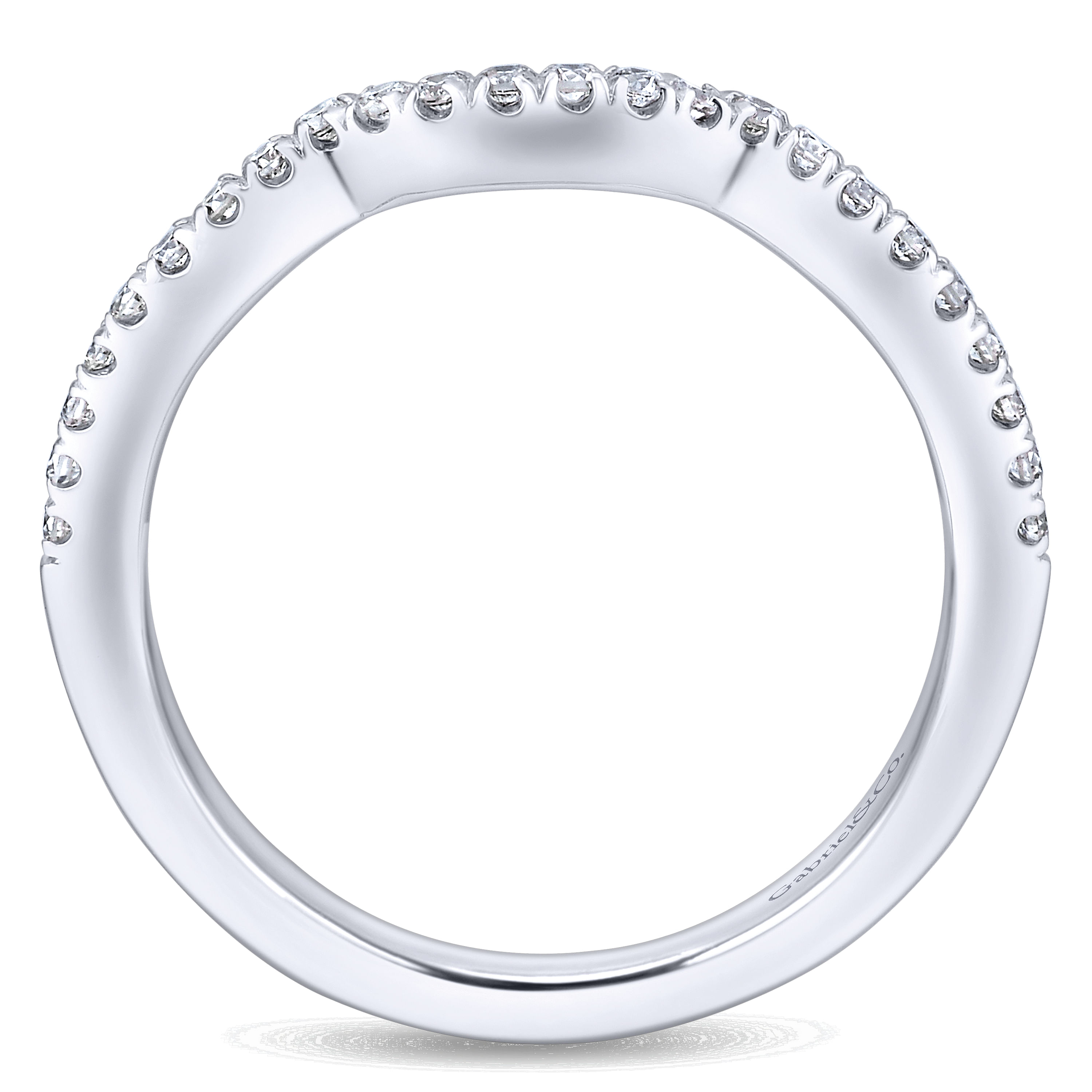 14k White Gold Contemporary Curved Wedding Band angle 2 14k White Gold Contemporary Curved Wedding Band angle 2