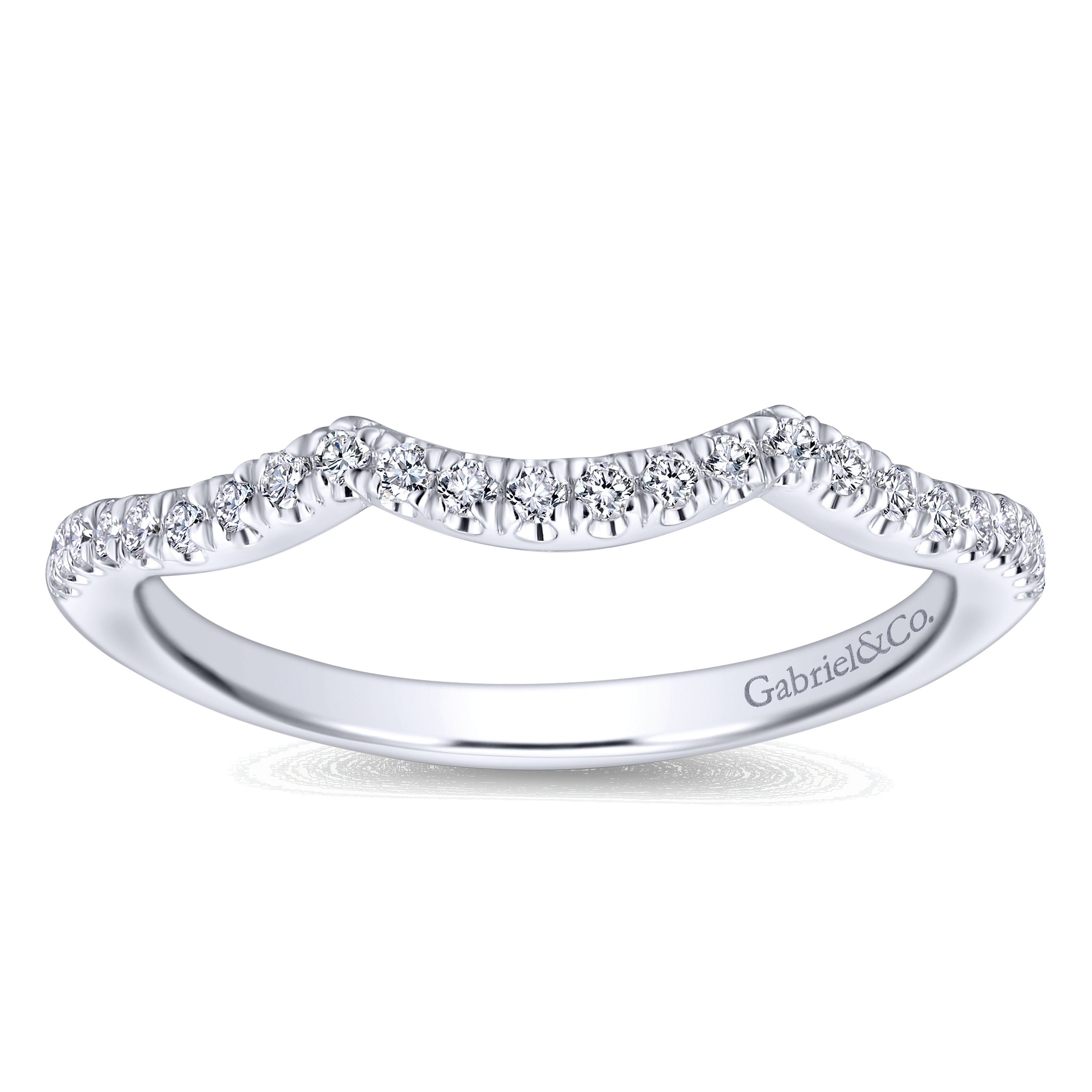 14k White Gold Contemporary Curved Wedding Band angle 5 14k White Gold Contemporary Curved Wedding Band angle 5