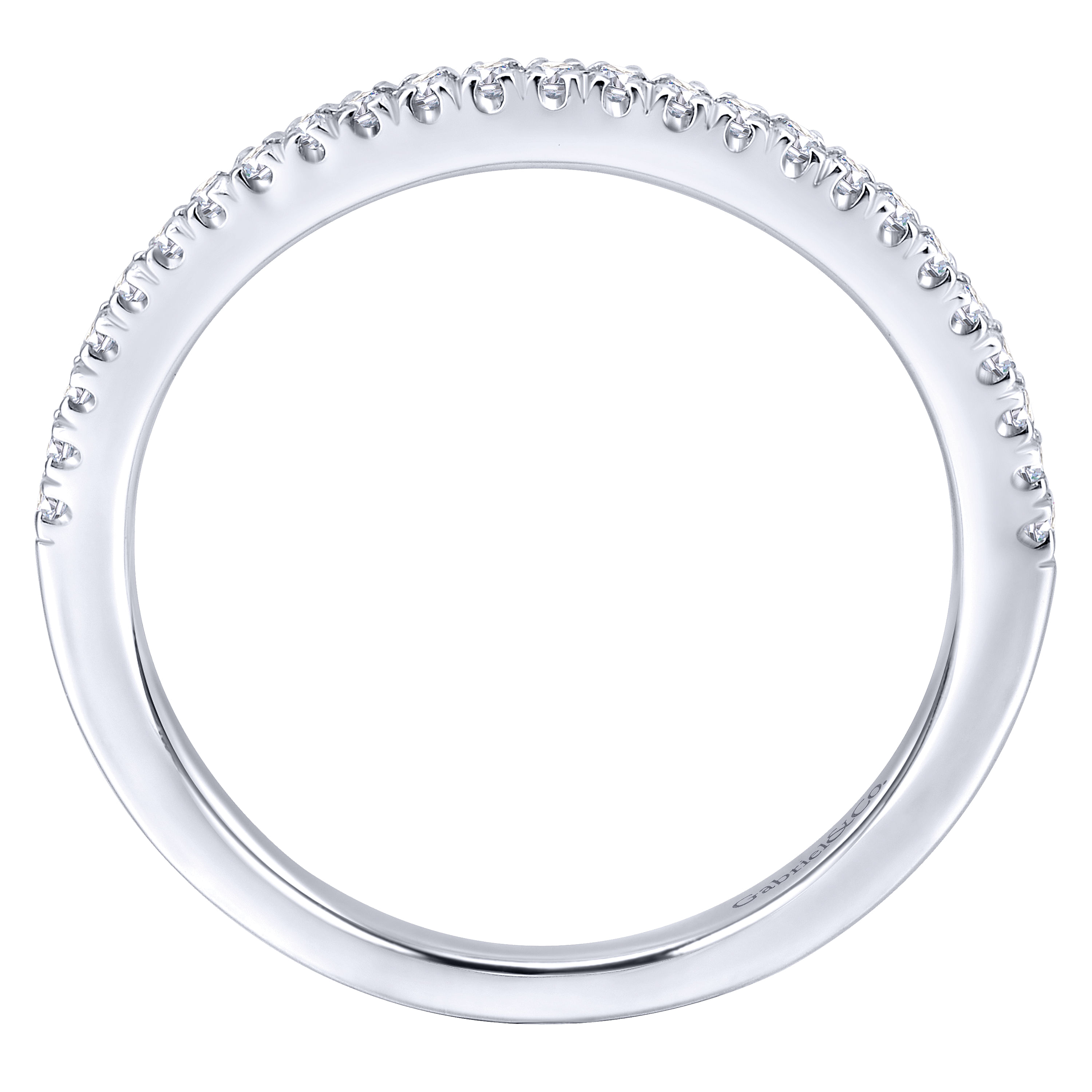 14k White Gold Contemporary Curved Wedding Band angle 2 14k White Gold Contemporary Curved Wedding Band angle 2