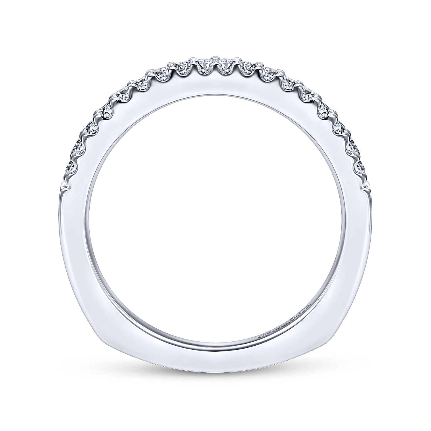 14k White Gold Contemporary Curved Wedding Band angle 2 14k White Gold Contemporary Curved Wedding Band angle 2