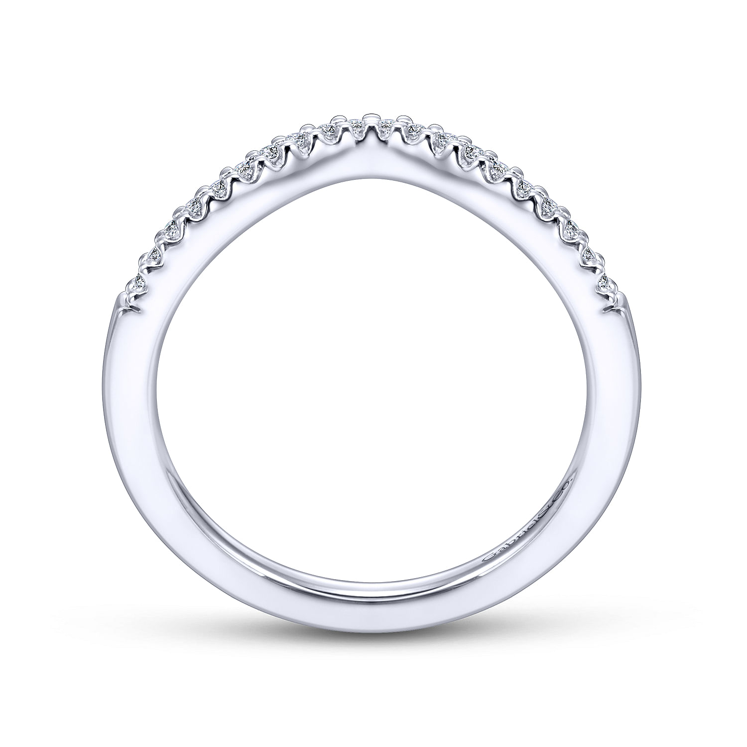 14k White Gold Contemporary Curved Wedding Band angle 2 14k White Gold Contemporary Curved Wedding Band angle 2