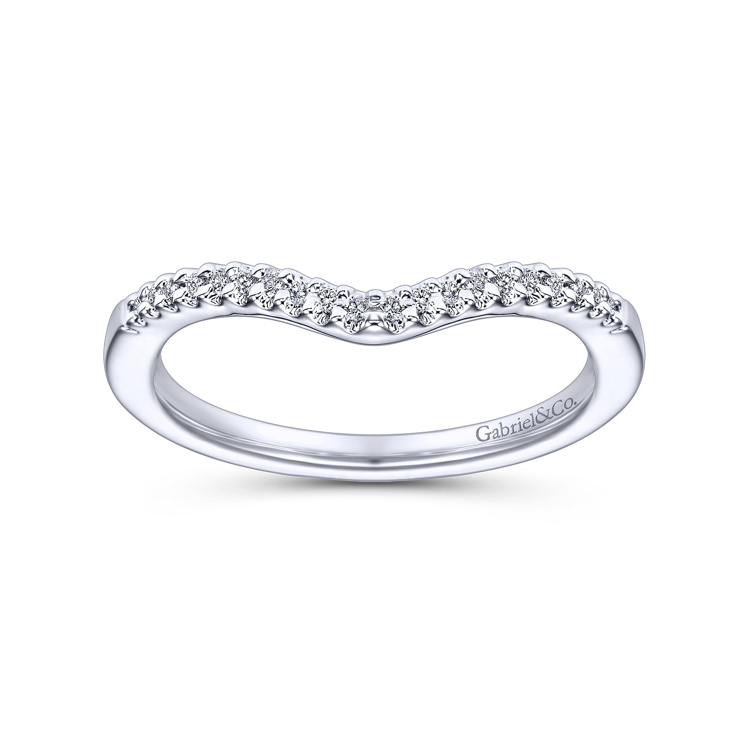 14k White Gold Contemporary Curved Wedding Band angle 5 14k White Gold Contemporary Curved Wedding Band angle 5