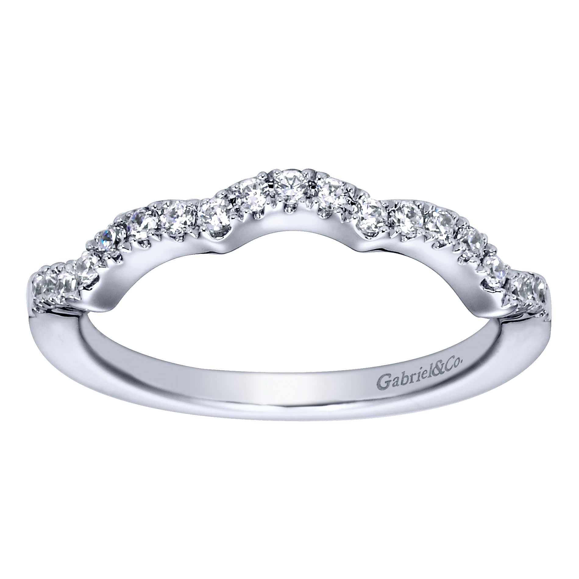 14k White Gold Contemporary Curved Wedding Band angle 5 14k White Gold Contemporary Curved Wedding Band angle 5