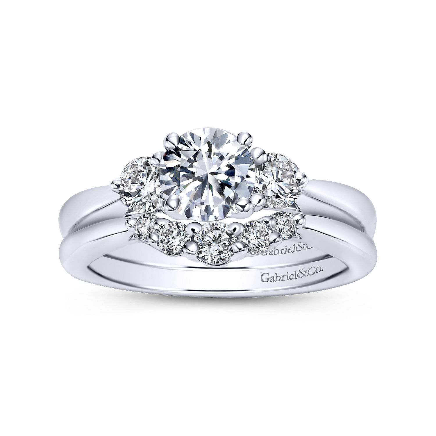 14k White Gold Contemporary Curved Wedding Band angle 4 14k White Gold Contemporary Curved Wedding Band angle 4