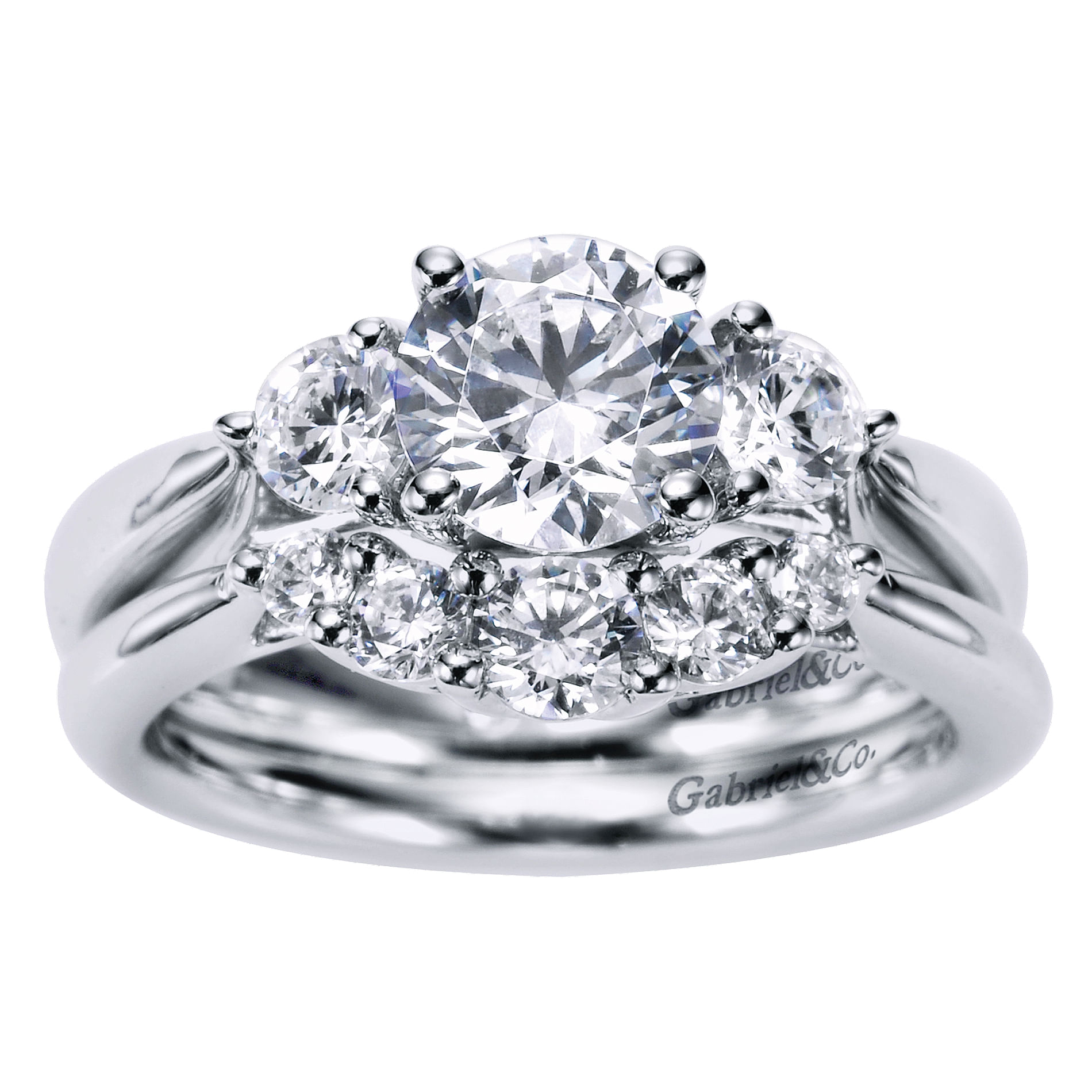 14k White Gold Contemporary Curved Wedding Band angle 4 14k White Gold Contemporary Curved Wedding Band angle 4