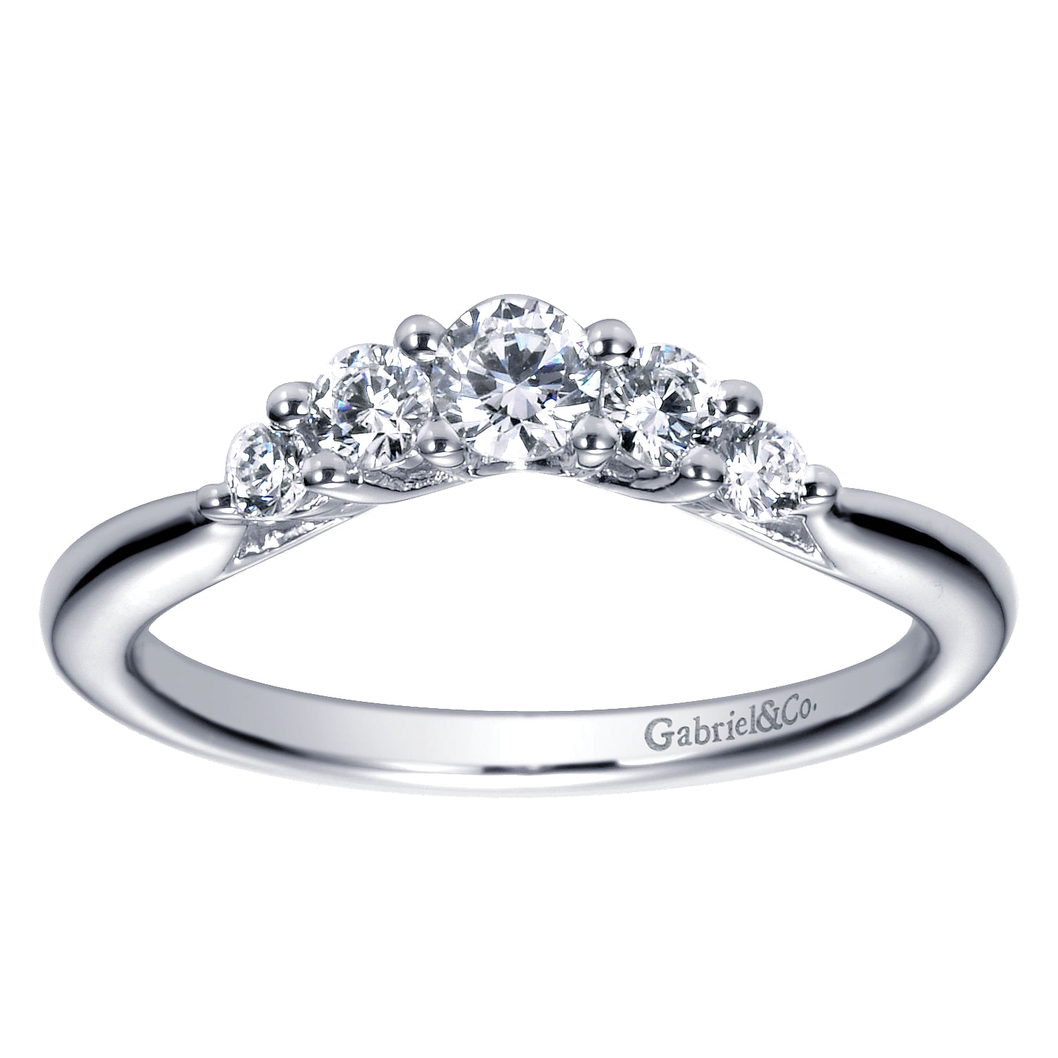 14k White Gold Contemporary Curved Wedding Band angle 5 14k White Gold Contemporary Curved Wedding Band angle 5