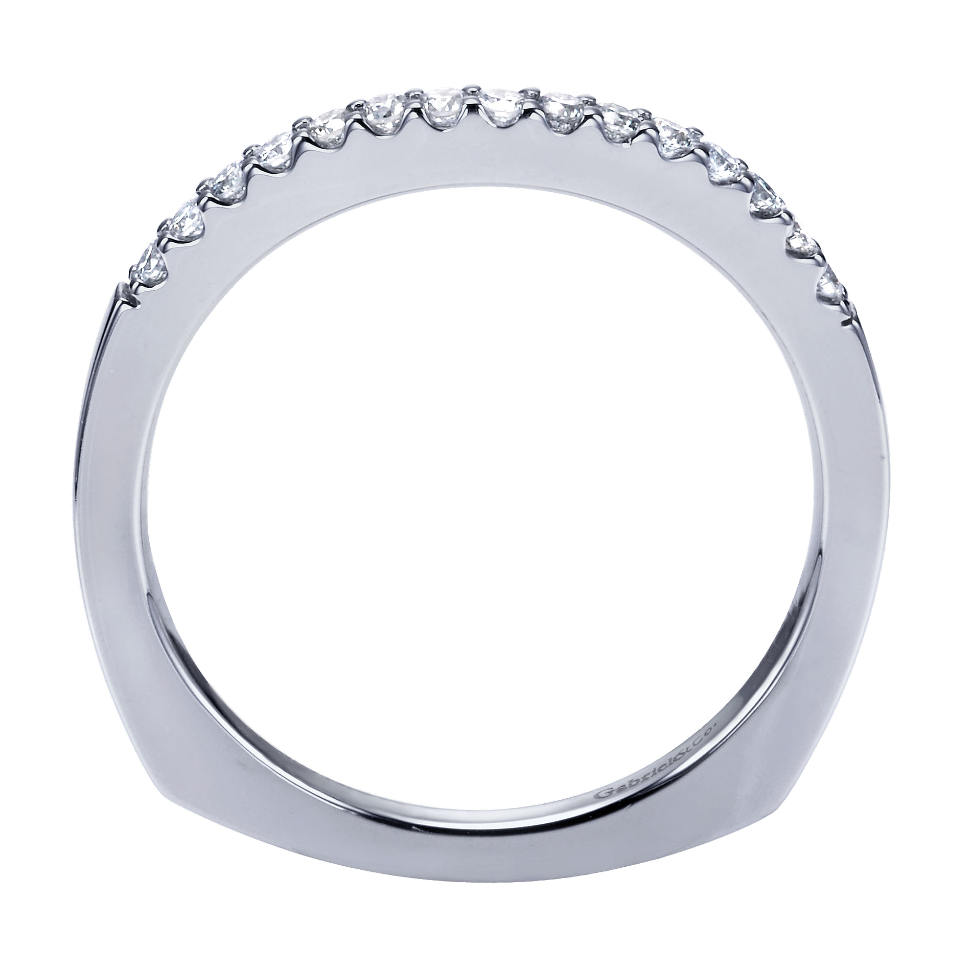 14k White Gold Contemporary Curved Wedding Band angle 2 14k White Gold Contemporary Curved Wedding Band angle 2