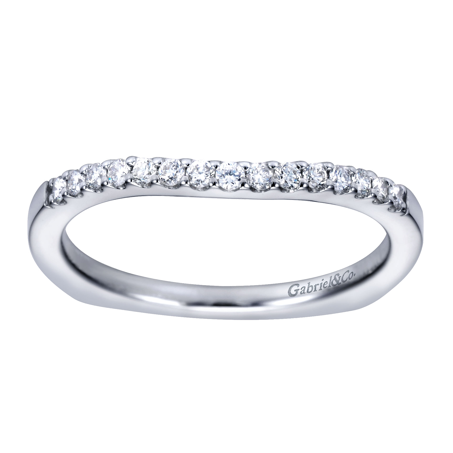 14k White Gold Contemporary Curved Wedding Band angle 5 14k White Gold Contemporary Curved Wedding Band angle 5
