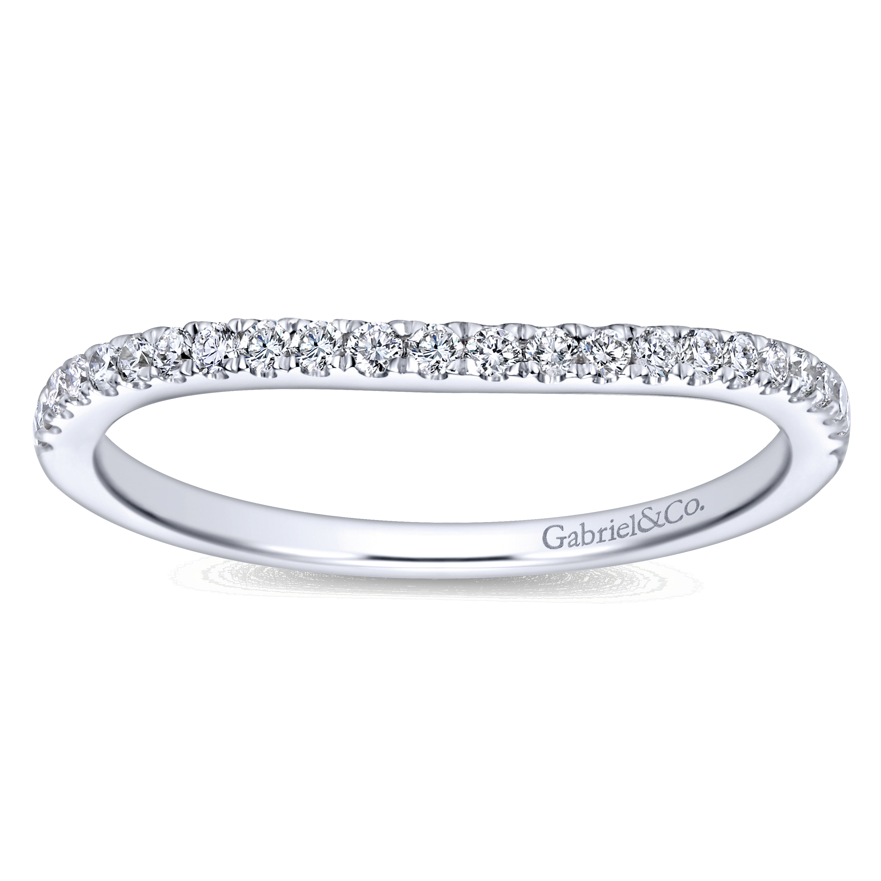 14k White Gold Contemporary Curved Wedding Band angle 5 14k White Gold Contemporary Curved Wedding Band angle 5