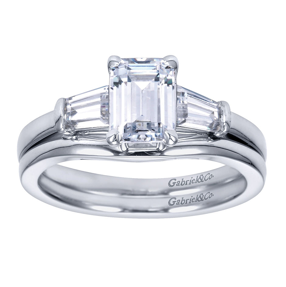 14k White Gold Contemporary Curved Wedding Band angle 4 14k White Gold Contemporary Curved Wedding Band angle 4