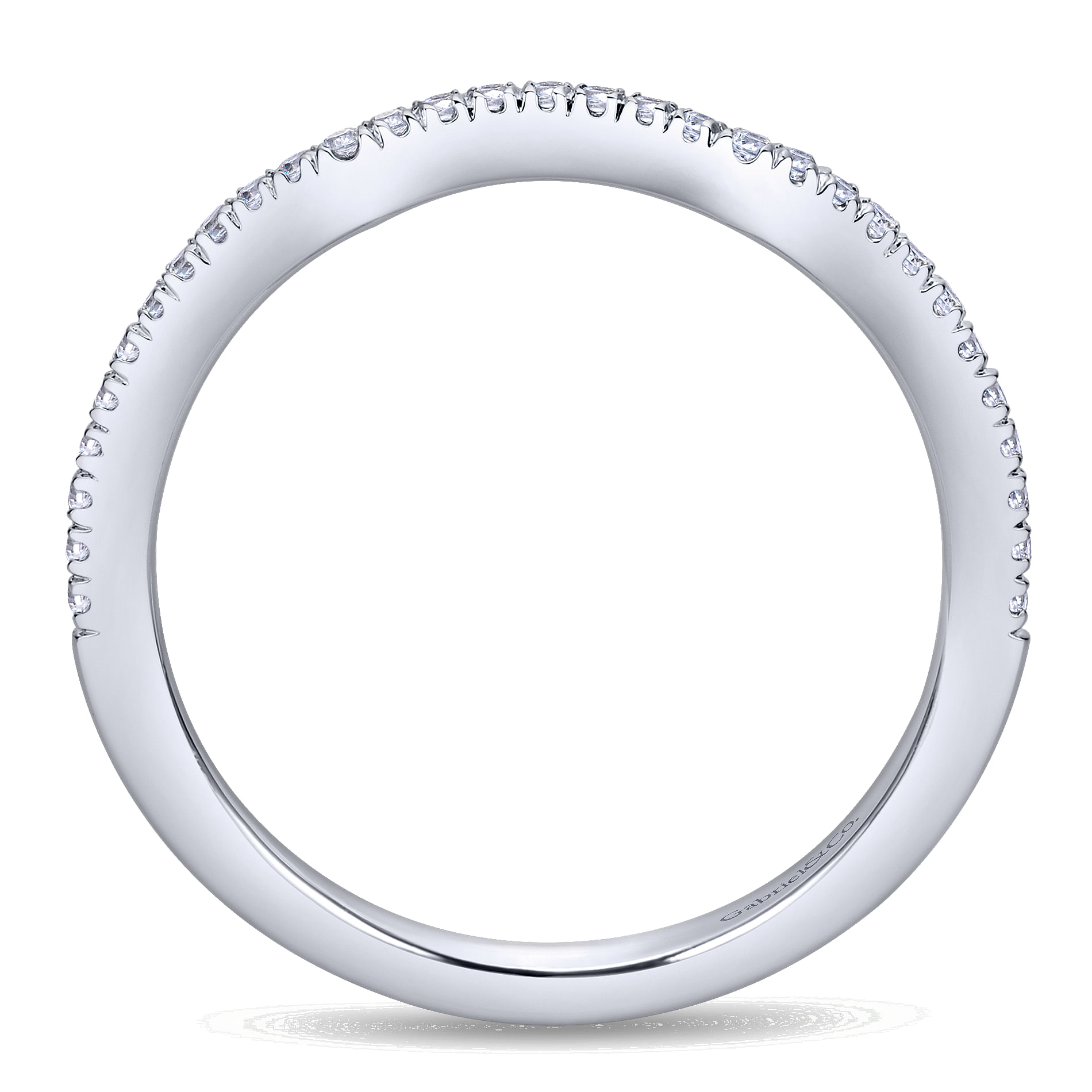 14k White Gold Contemporary Curved Wedding Band angle 2 14k White Gold Contemporary Curved Wedding Band angle 2