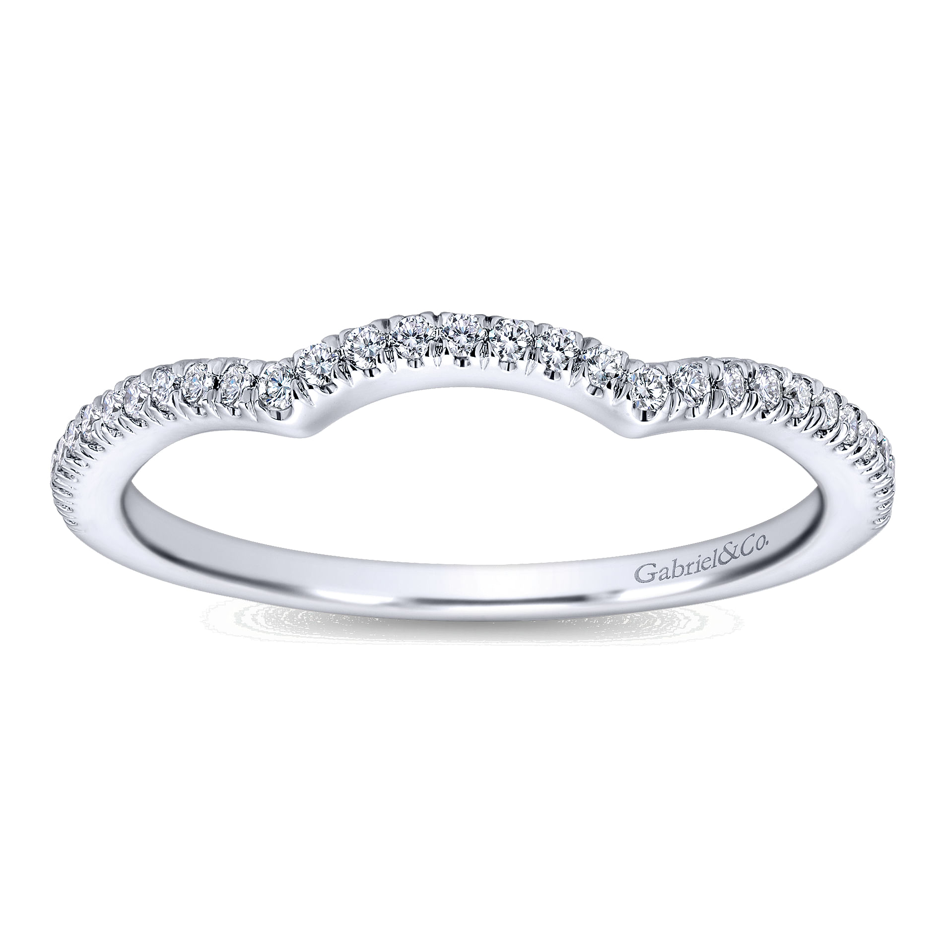 14k White Gold Contemporary Curved Wedding Band angle 5 14k White Gold Contemporary Curved Wedding Band angle 5