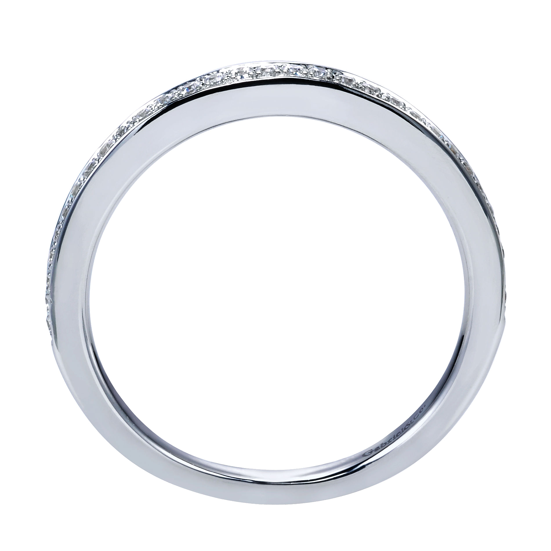 14k White Gold Contemporary Curved Wedding Band angle 2 14k White Gold Contemporary Curved Wedding Band angle 2